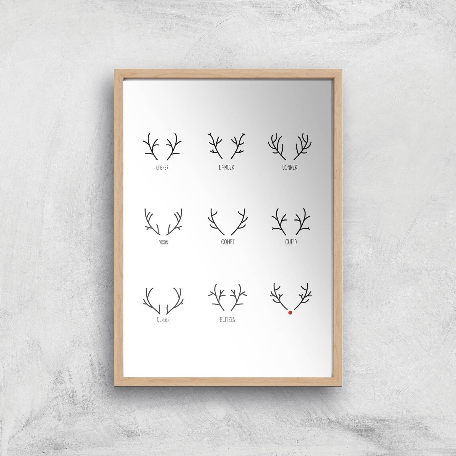 Antlers Giclee Art Print - A2 - Wooden Frame