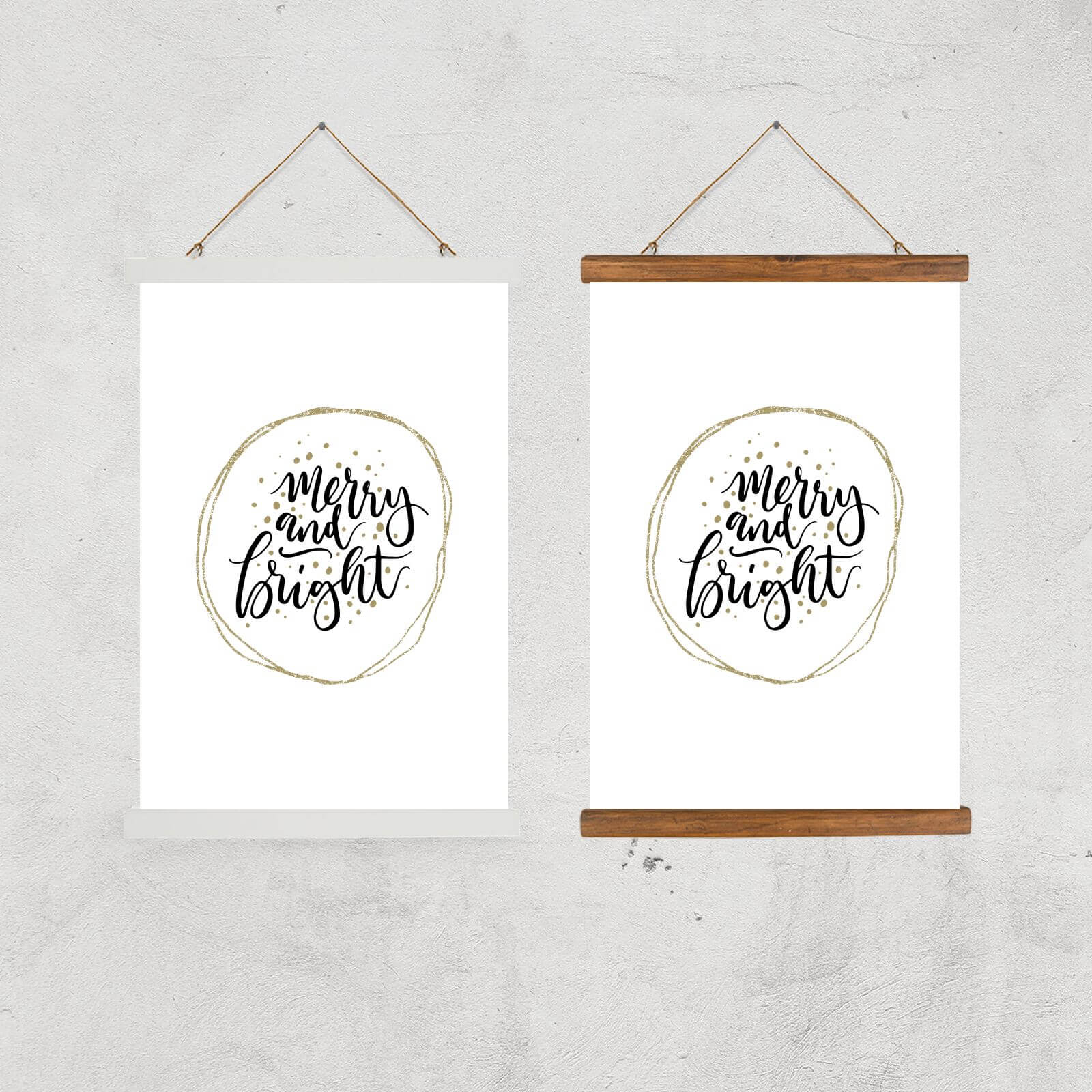 Merry And Bright Giclee Art Print - A2 - Black Frame
