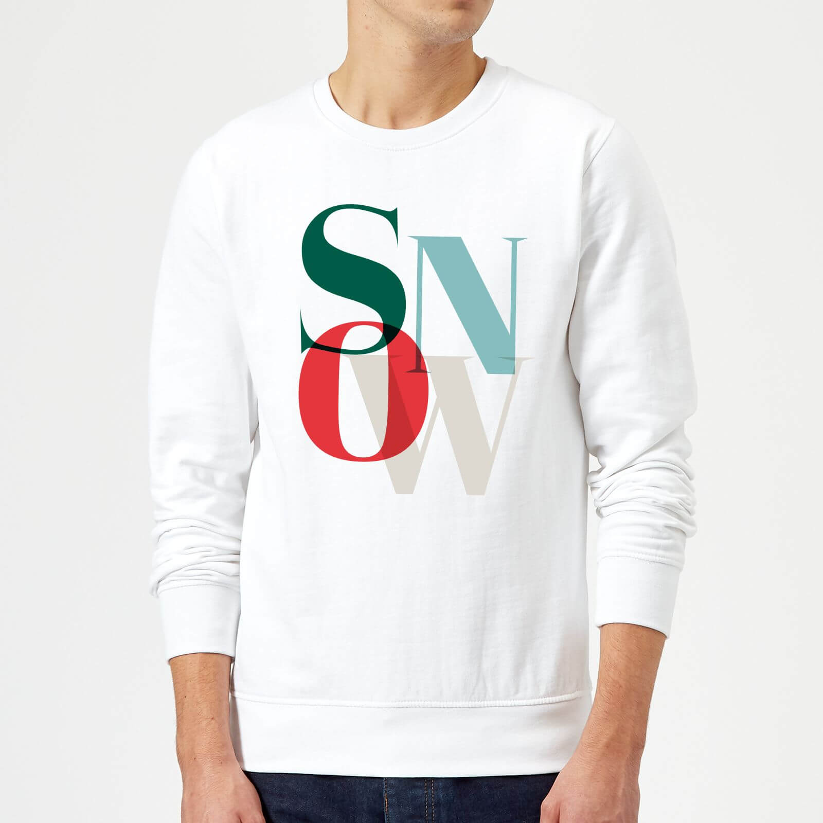 Graphical Snow Sweatshirt - White - S - White