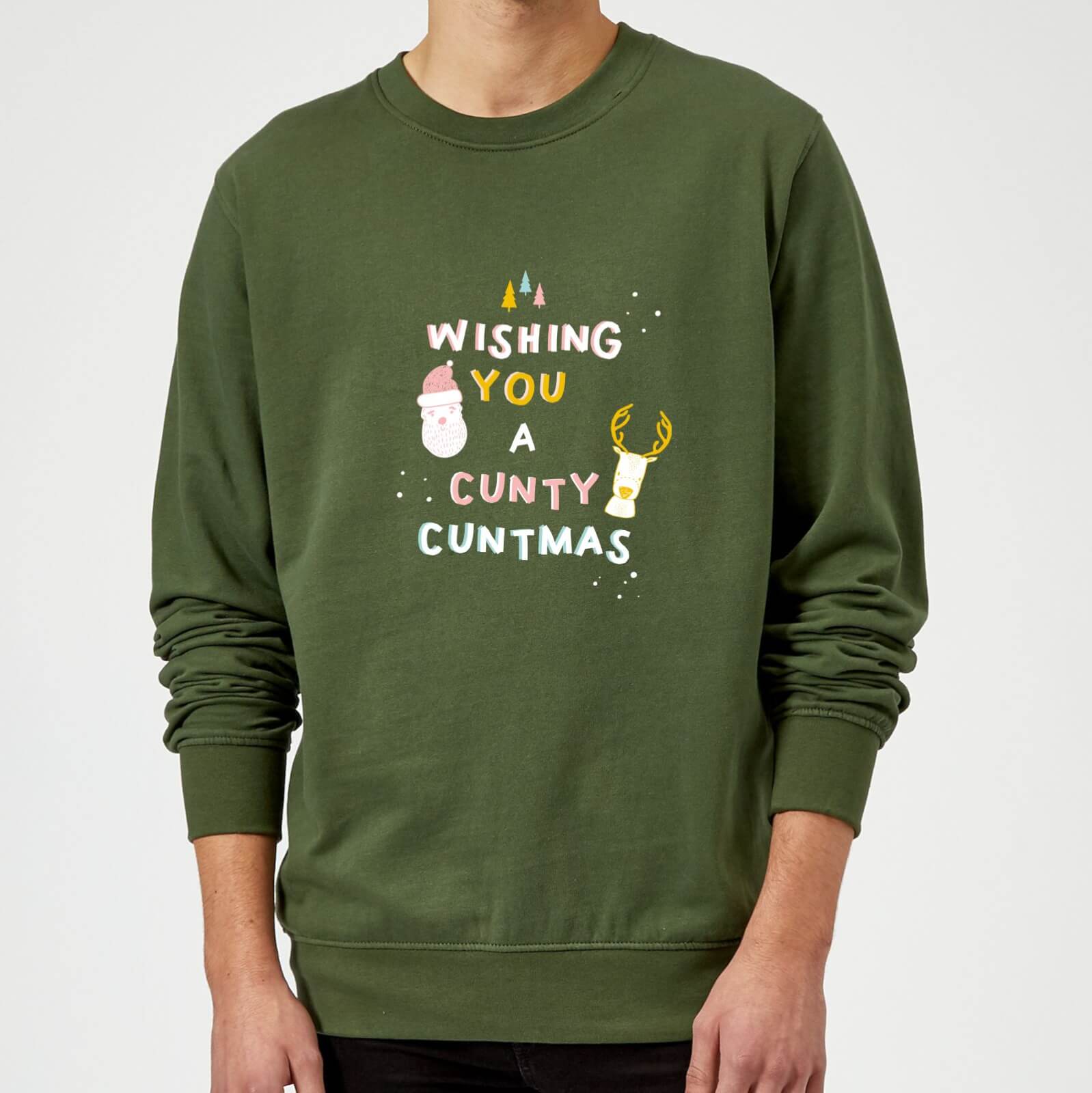 Wishing You A Cunty Christmas Sweatshirt - Forest Green - XXL - Forest Green