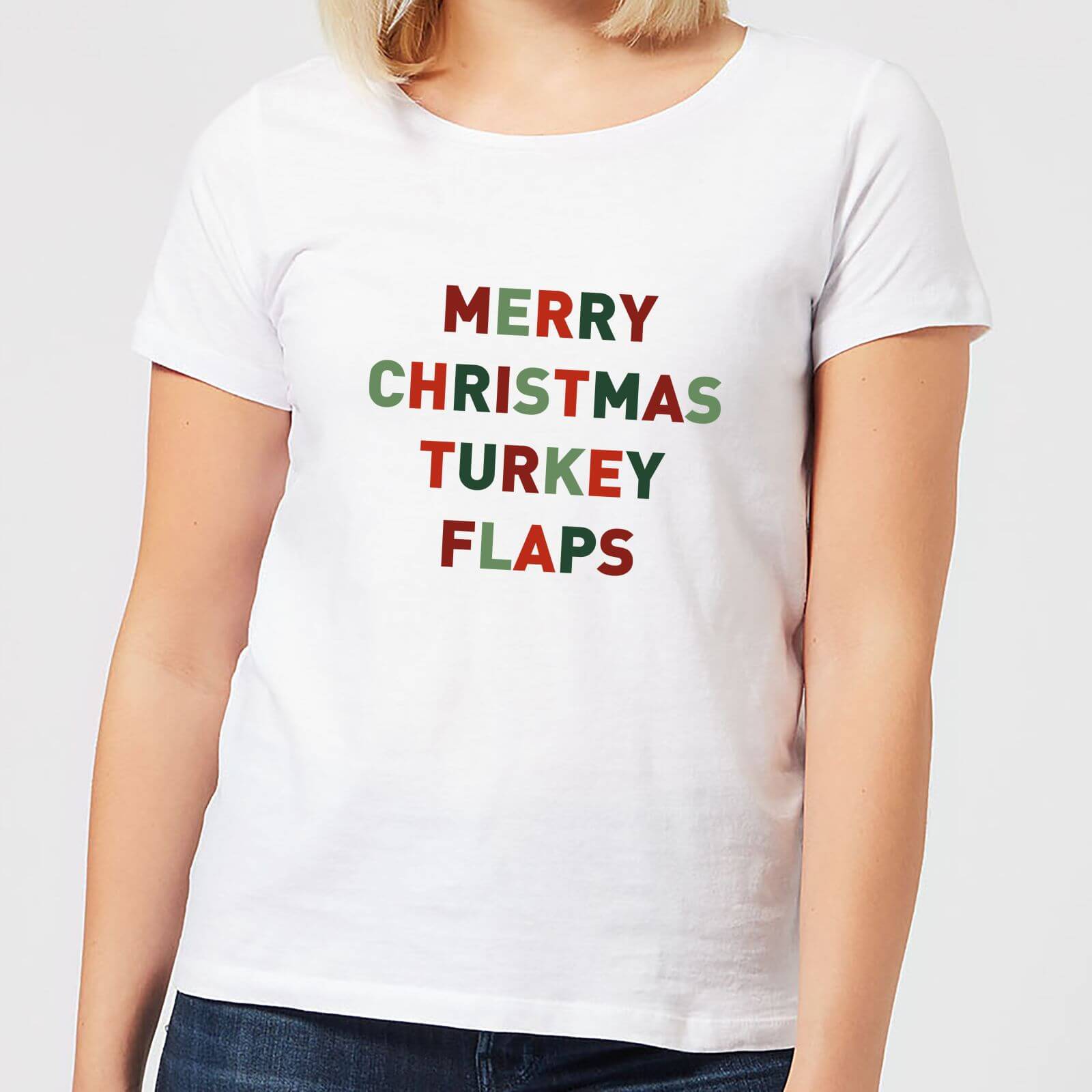 Merry Christmas Turkey Flaps Women's T-Shirt - White - M - White