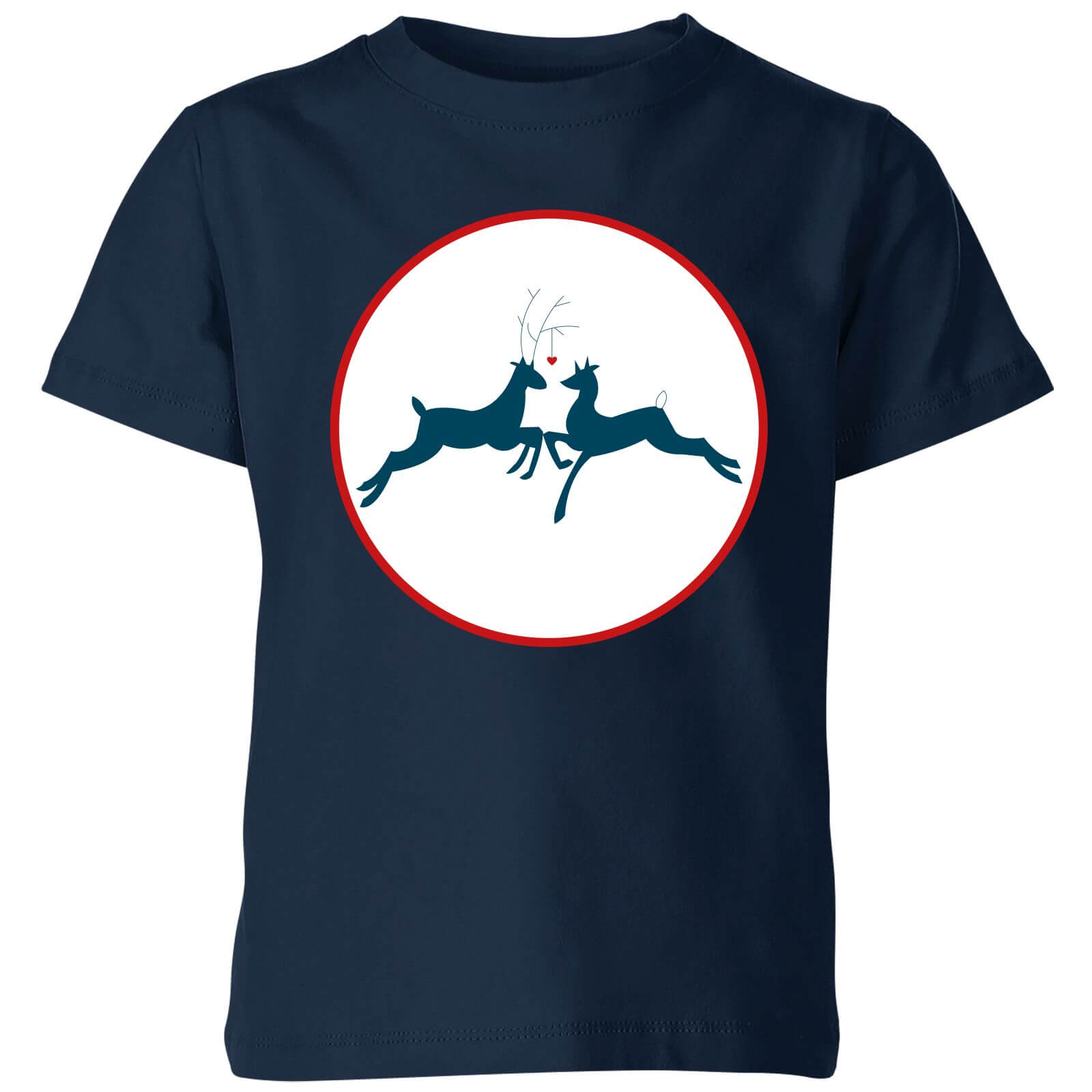 Reindeer Kisses Kids' T-Shirt - Navy - 3-4 Years - Navy