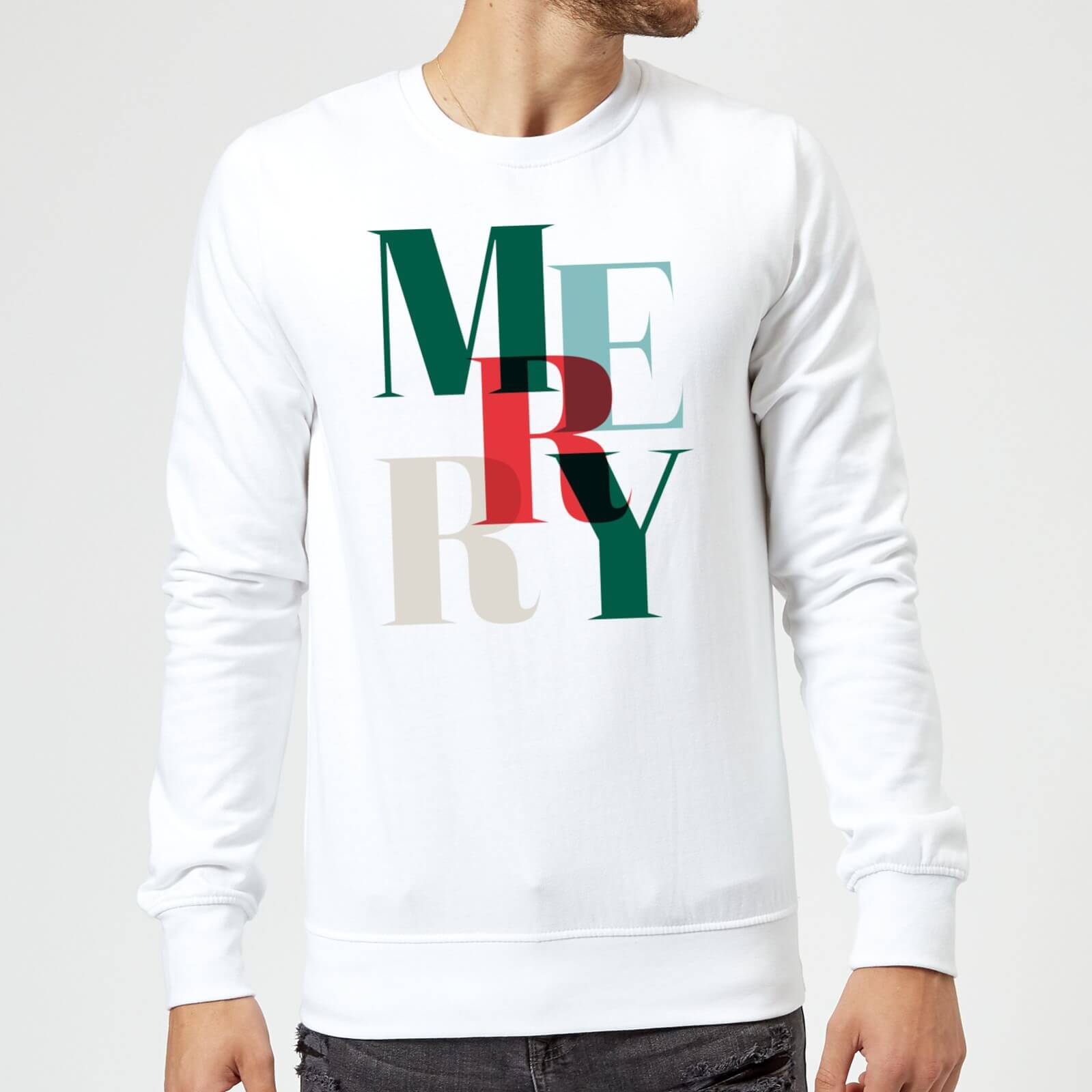 Graphic Merry Sweatshirt - White - S - White
