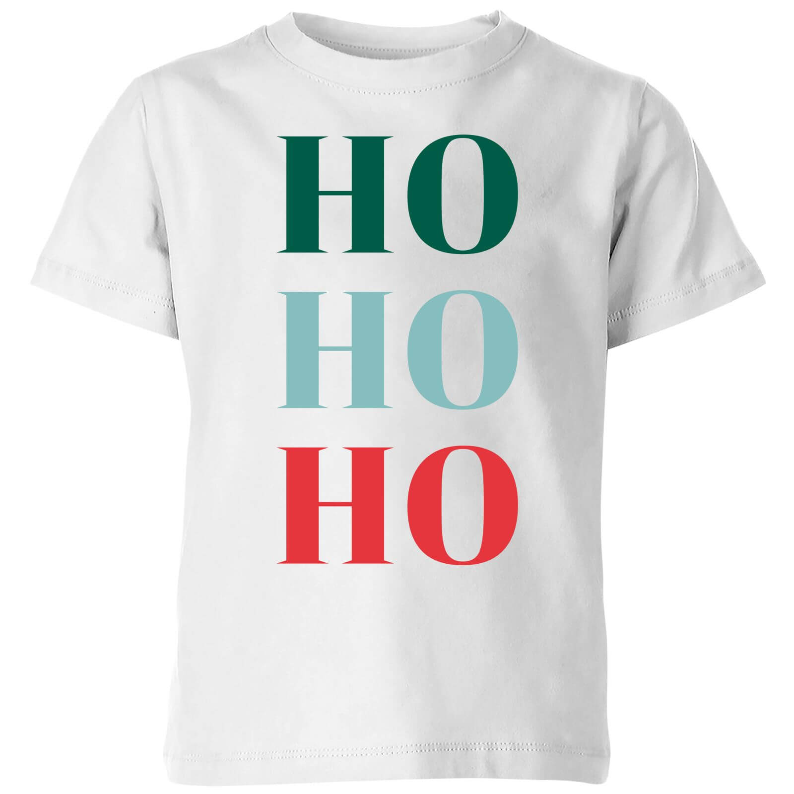 Graphical Ho Ho Ho Kids' T-Shirt - White - 9-10 Years - White