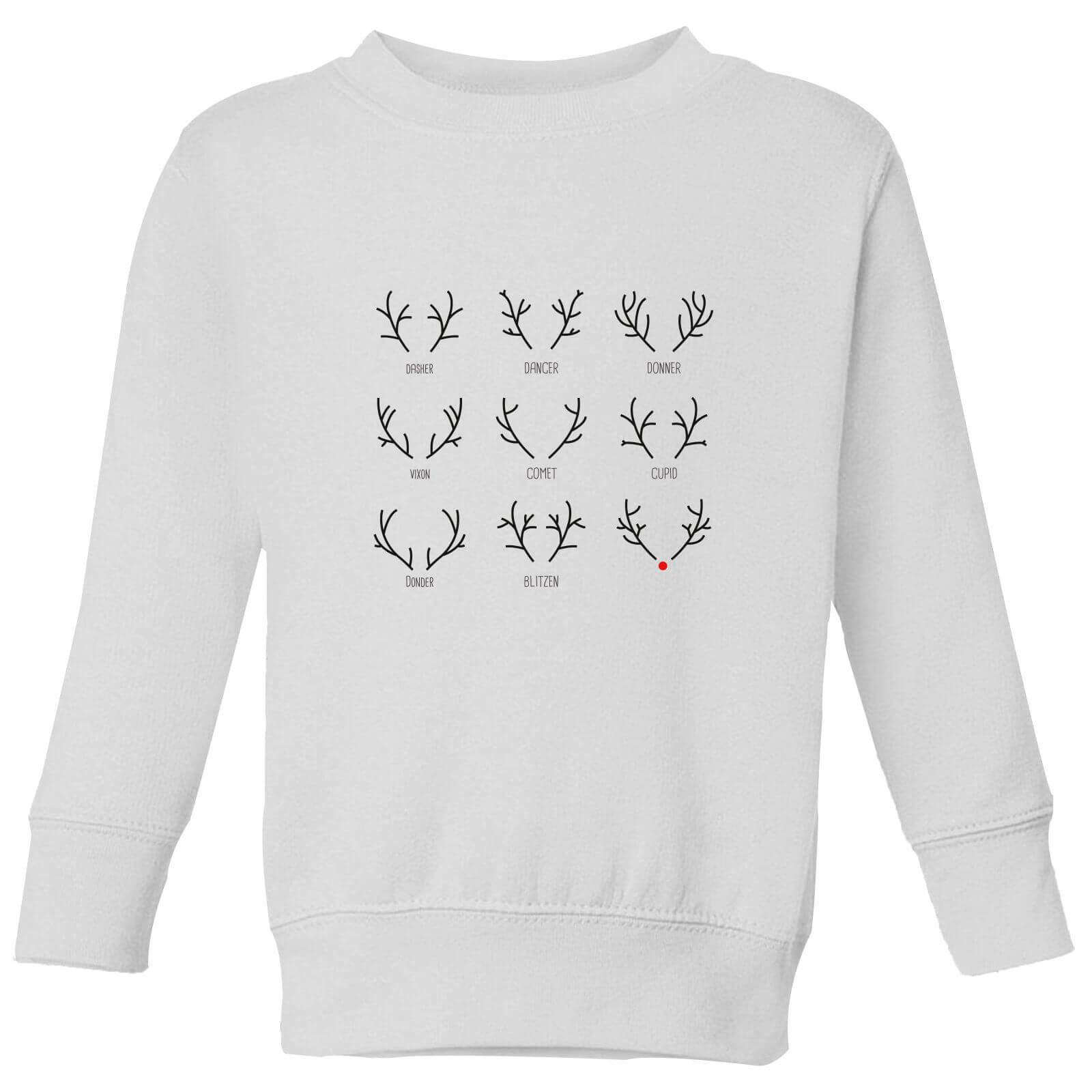 Graphical Santas Reindeers Kids' Sweatshirt - White - 3-4 Years