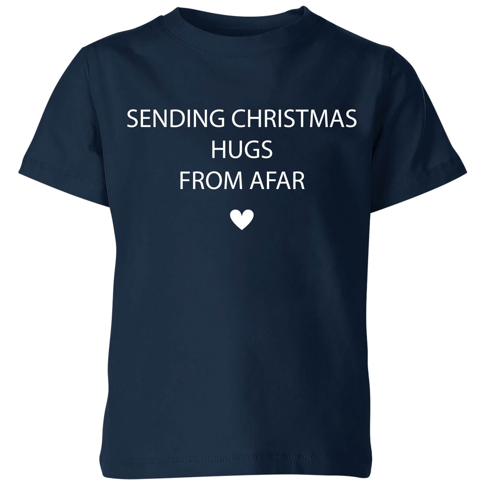 Sending Christmas Hugs From Afar Kids' T-Shirt - Navy - 7-8 Years - Navy