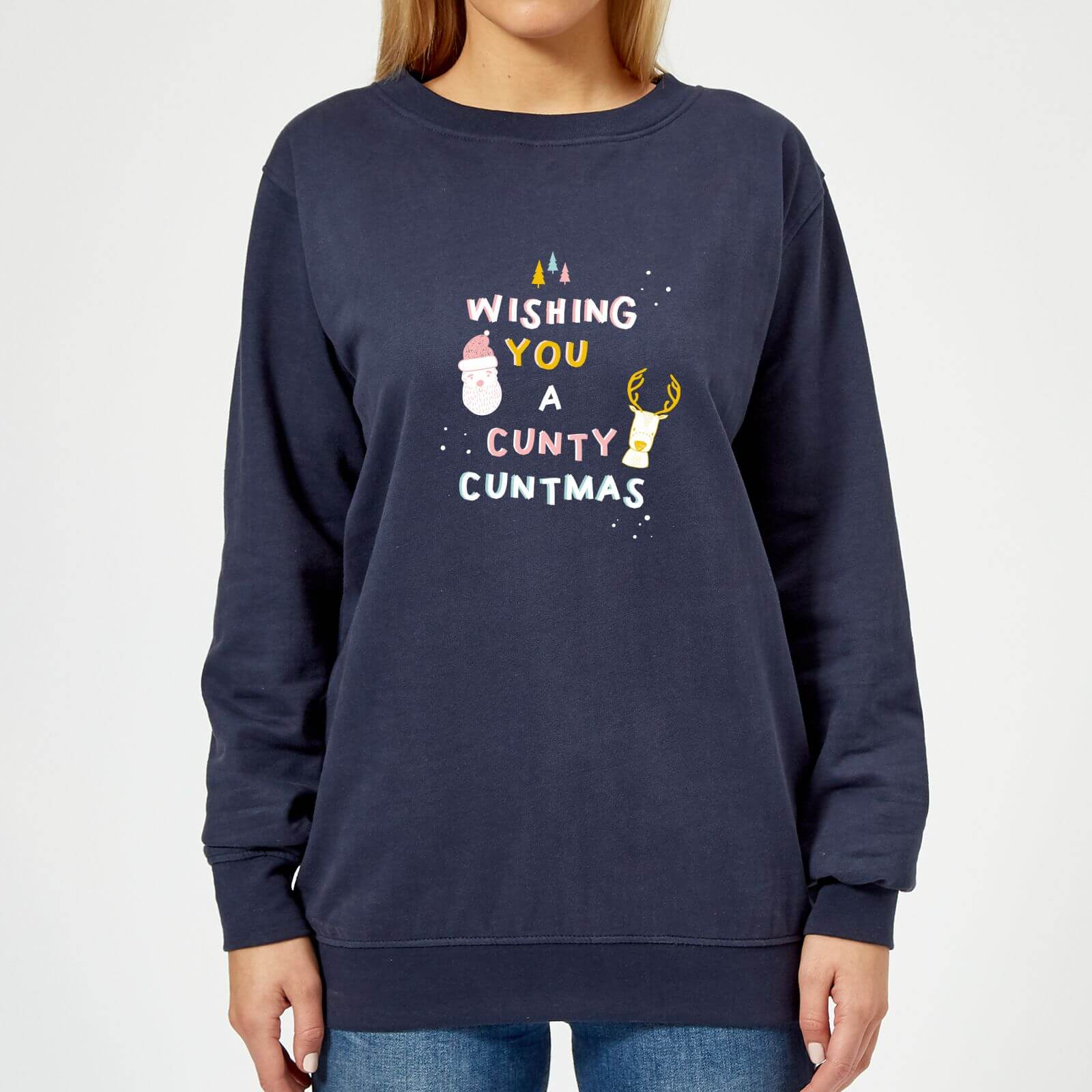 Wishing You A Cunty Christmas Women's Sweatshirt - Navy - XS - Navy