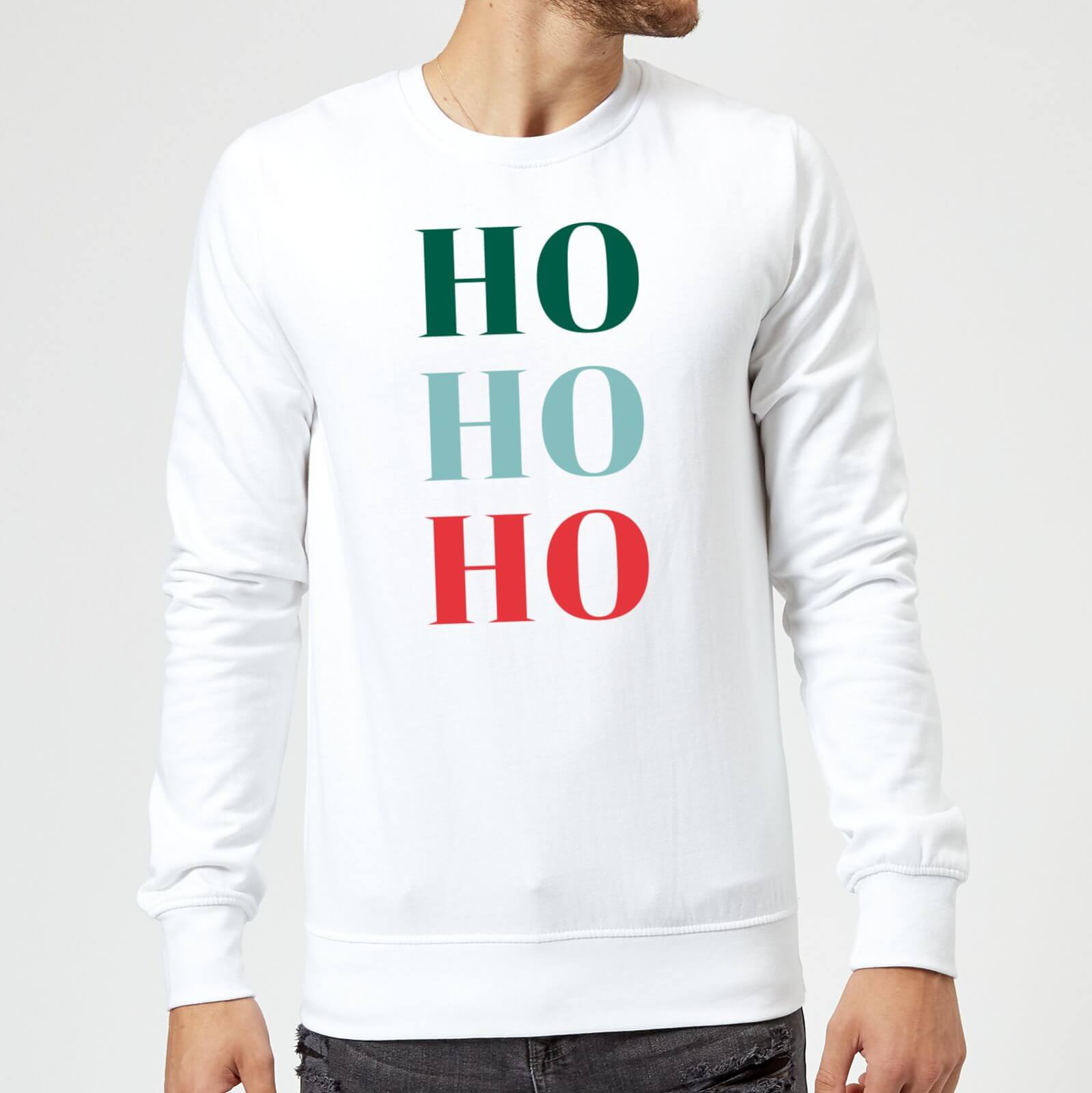 Graphical Ho Ho Ho Sweatshirt - White - S - White