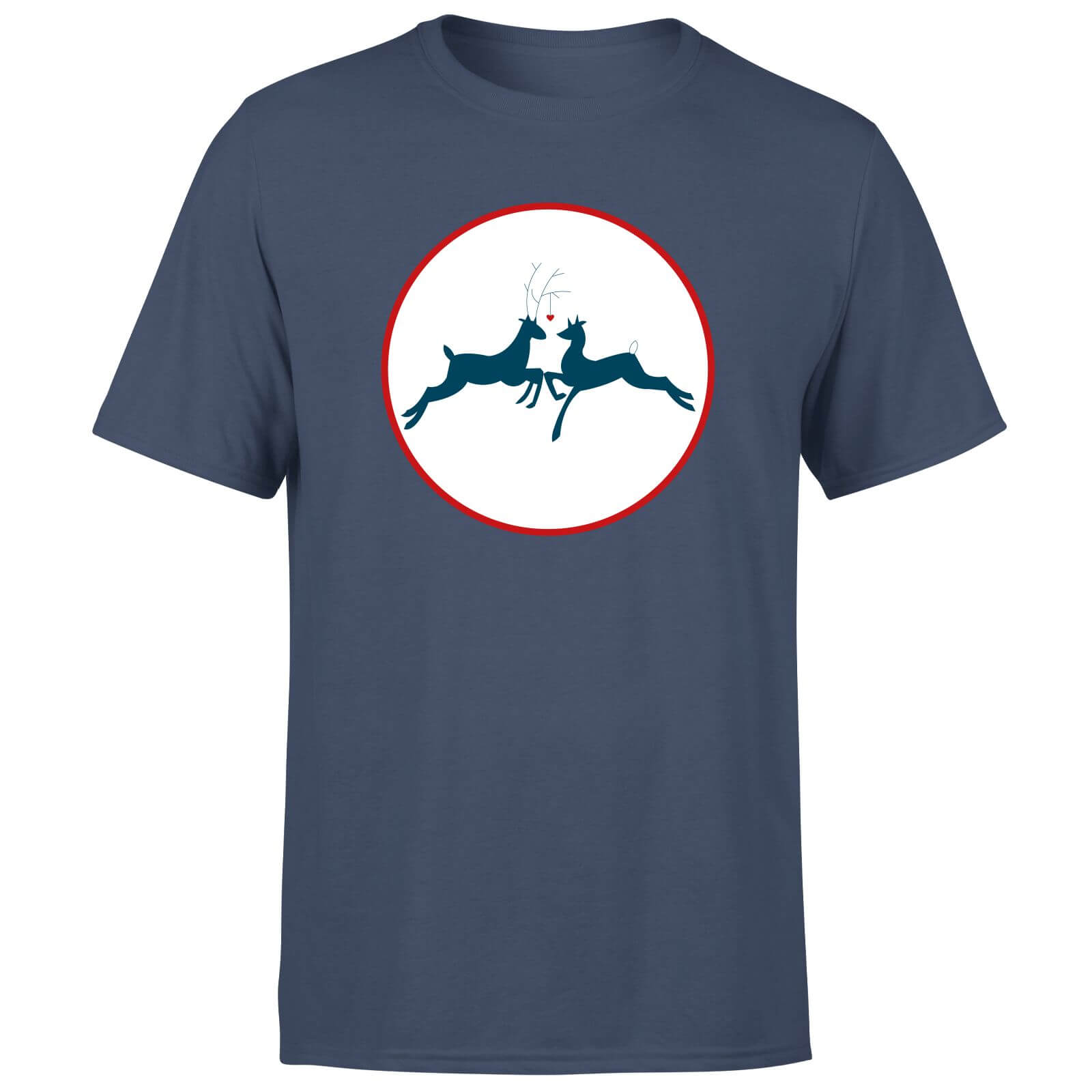 Reindeer Kisses Men's T-Shirt - Navy - S - Navy