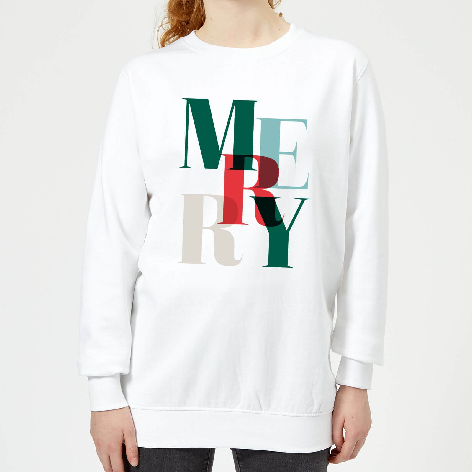 Graphic Merry Women's Sweatshirt - White - XS - White