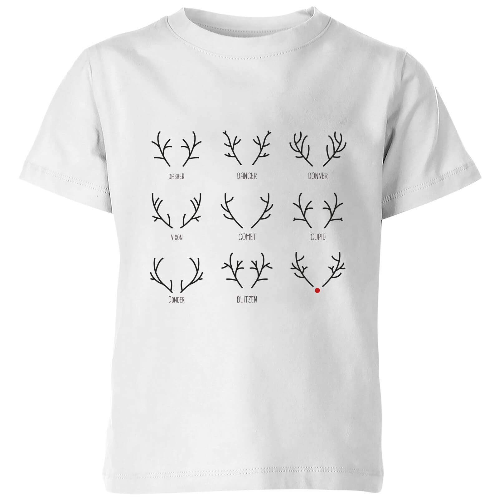 Graphical Santas Reindeers Kids' T-Shirt - White - 3-4 Years - White