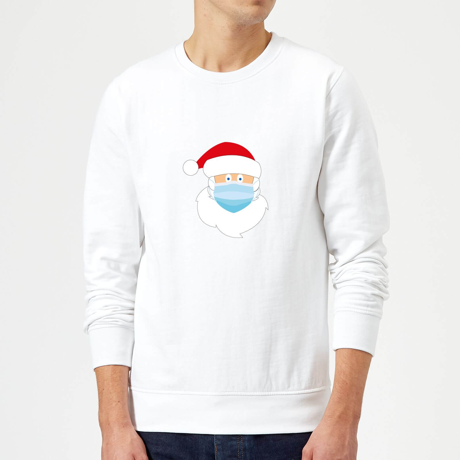 Covid Santa Sweatshirt - White - S - White