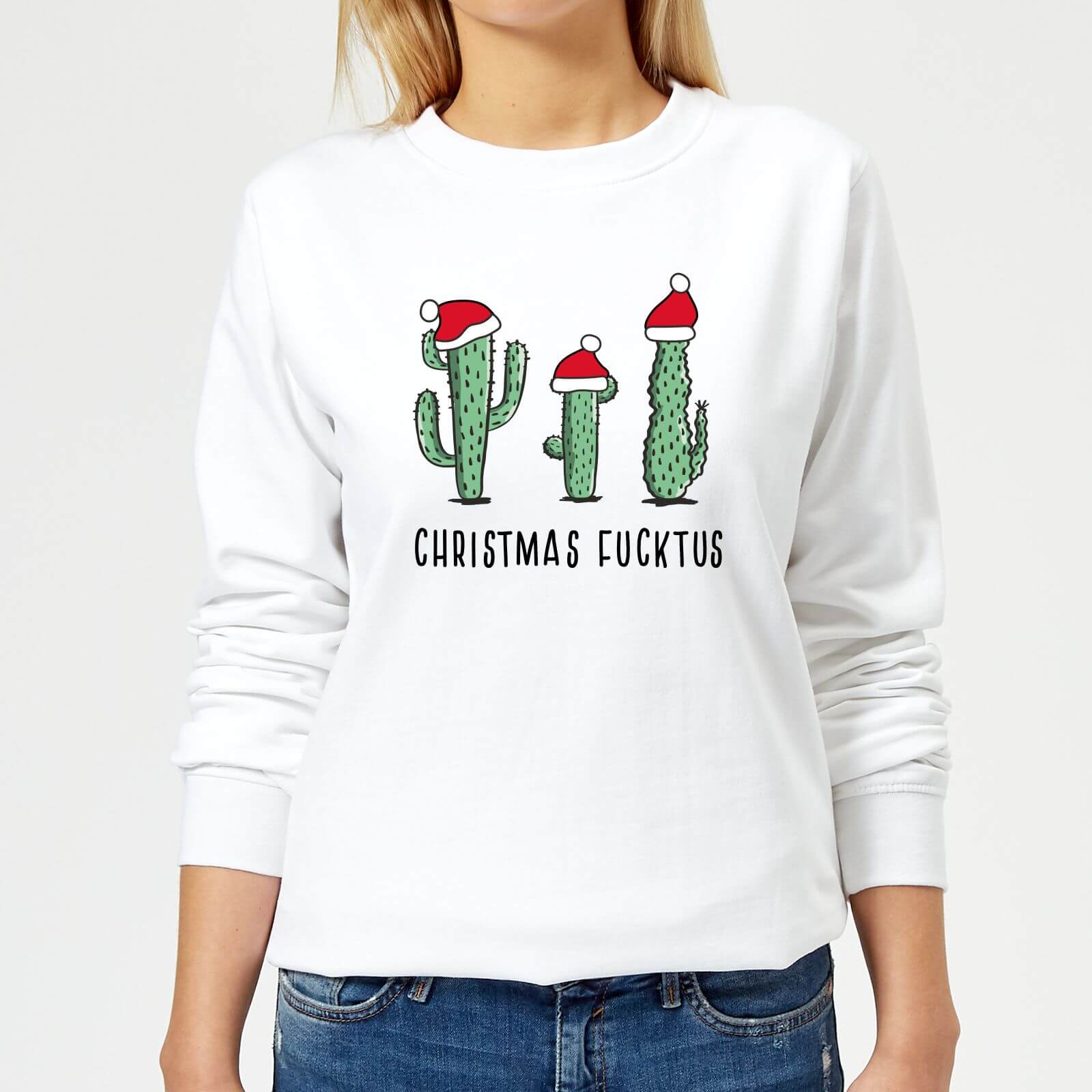 Christmas Fucktus Women's Sweatshirt - White - XS - White