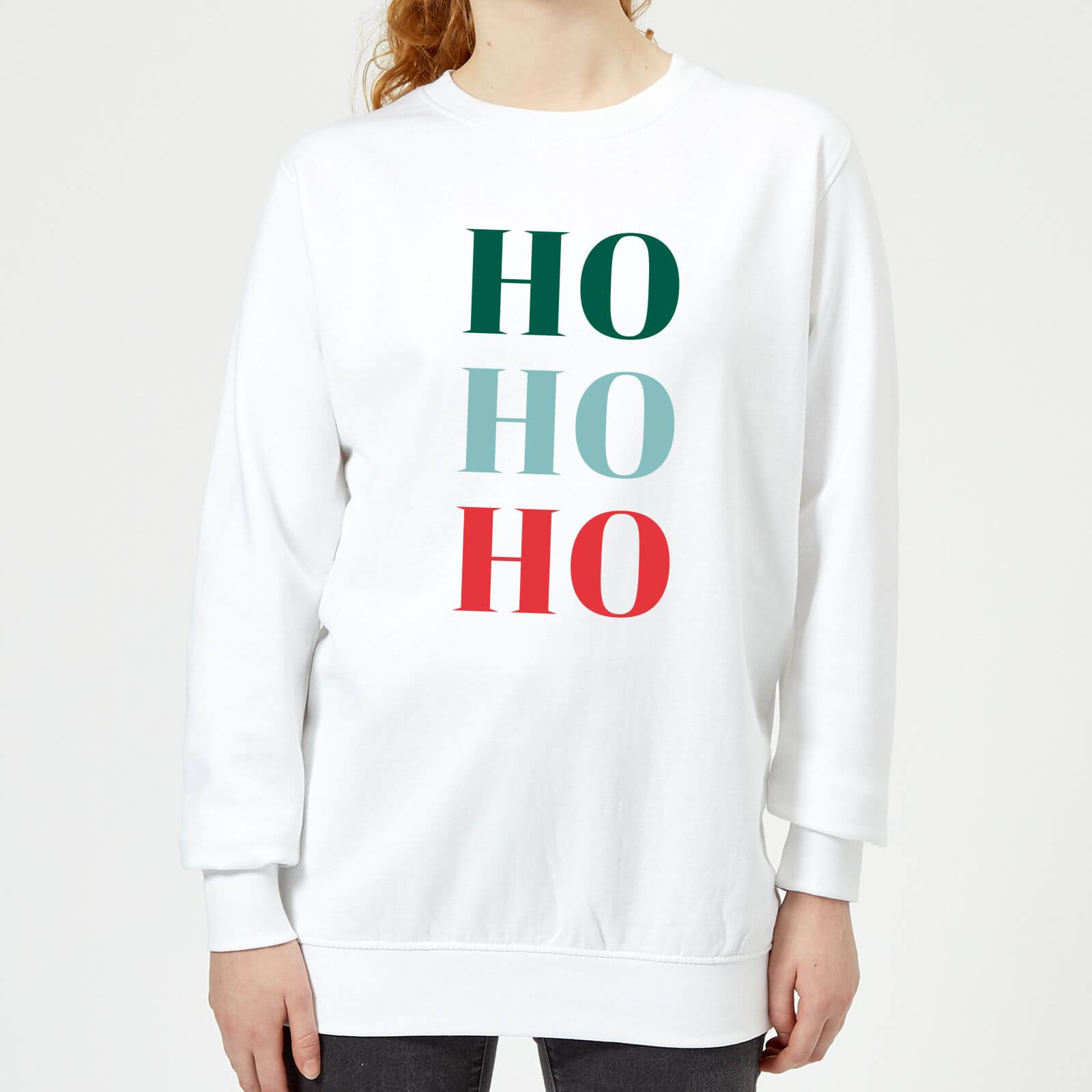 Graphical Ho Ho Ho Women's Sweatshirt - White - XS - White
