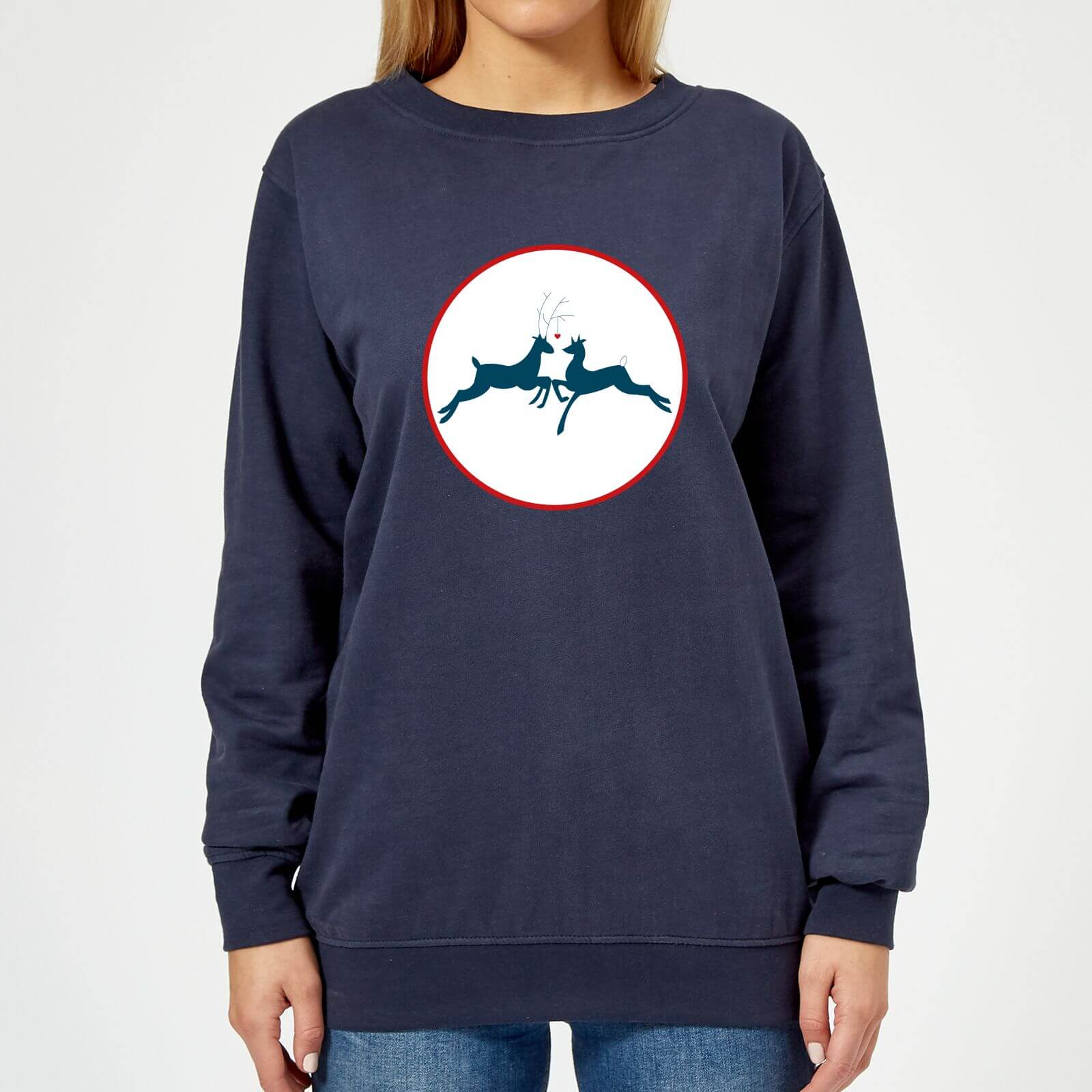 Reindeer Kisses Women's Sweatshirt - Navy - XS - Navy