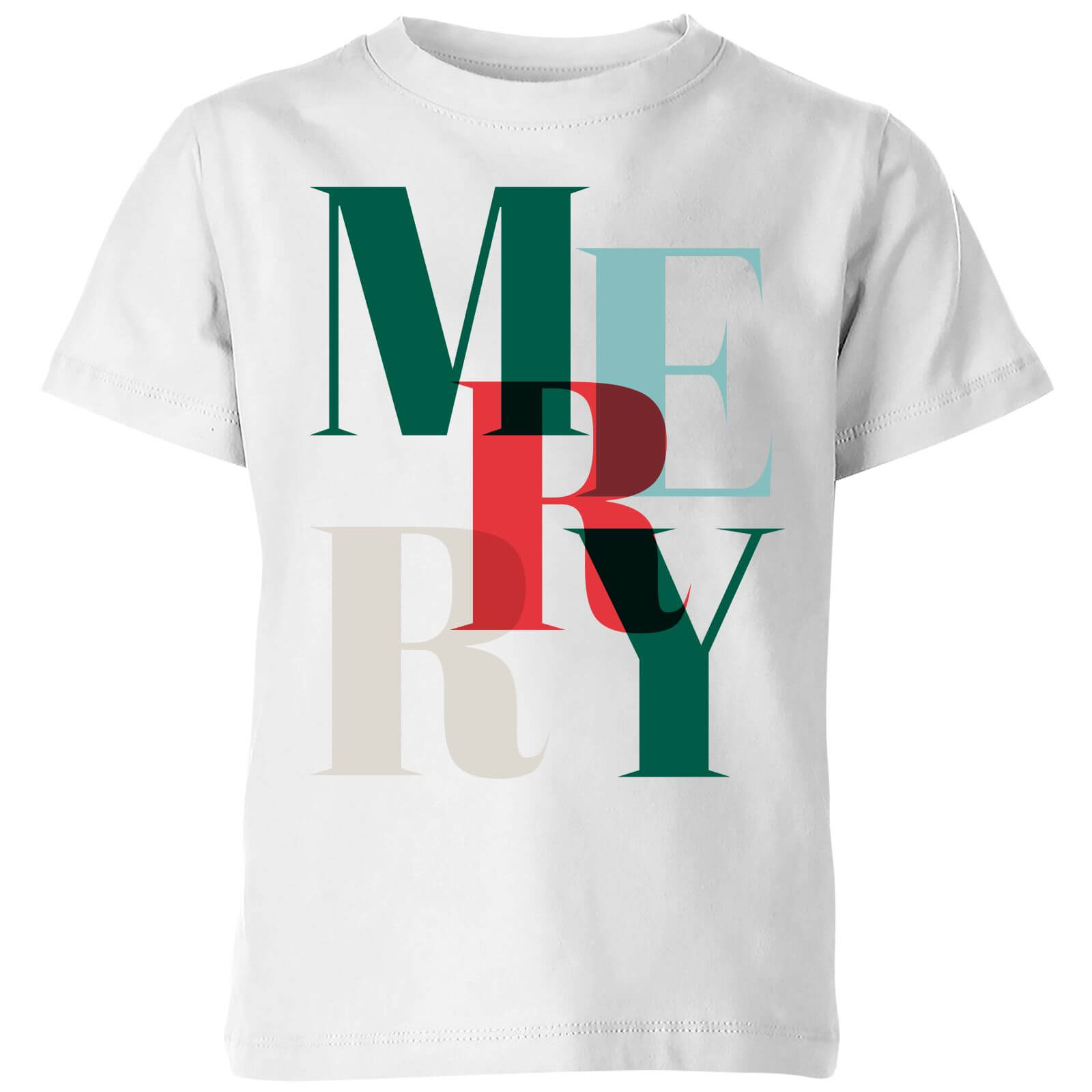 Graphic Merry Kids' T-Shirt - White - 3-4 Years - White