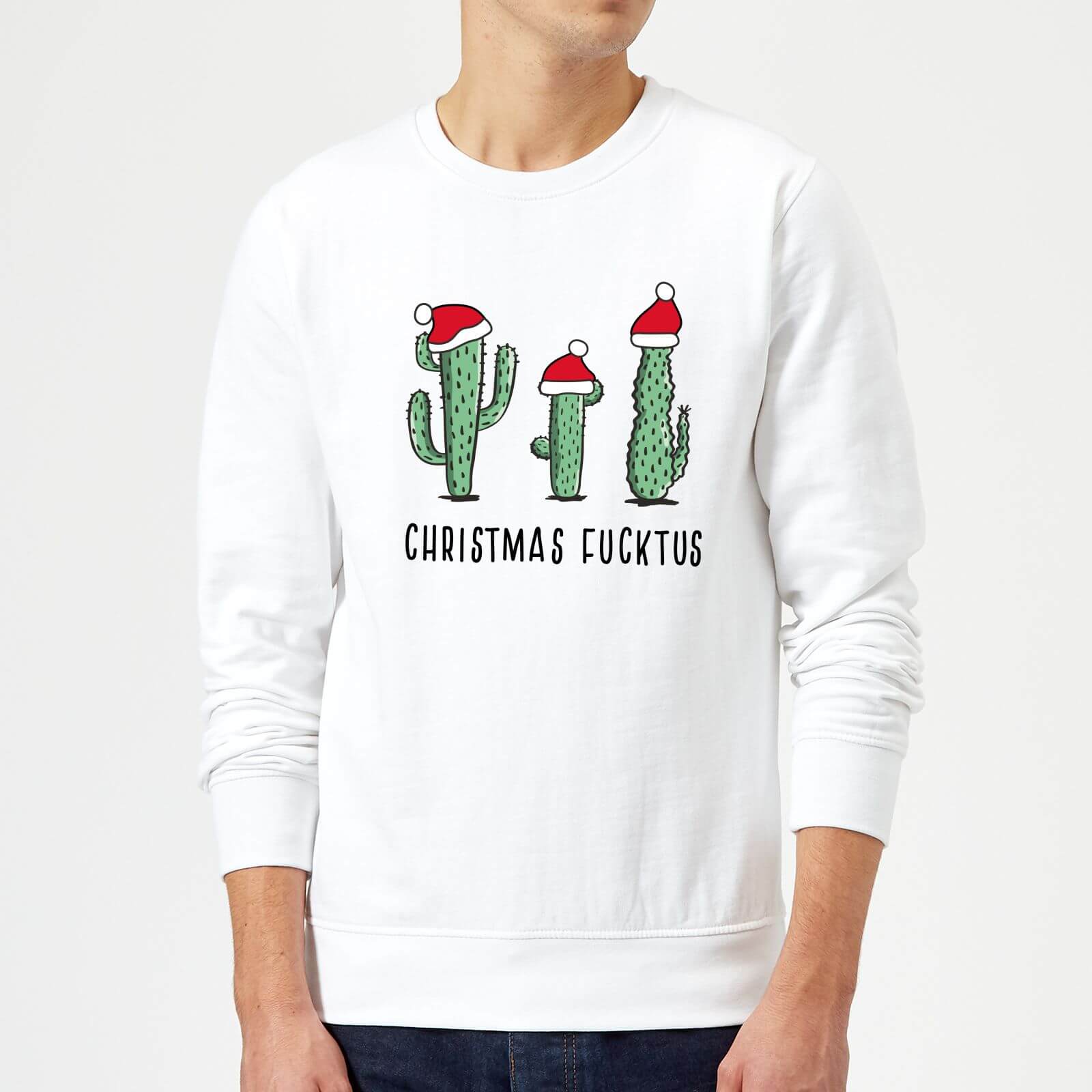 Christmas Fucktus Sweatshirt - White - S - White