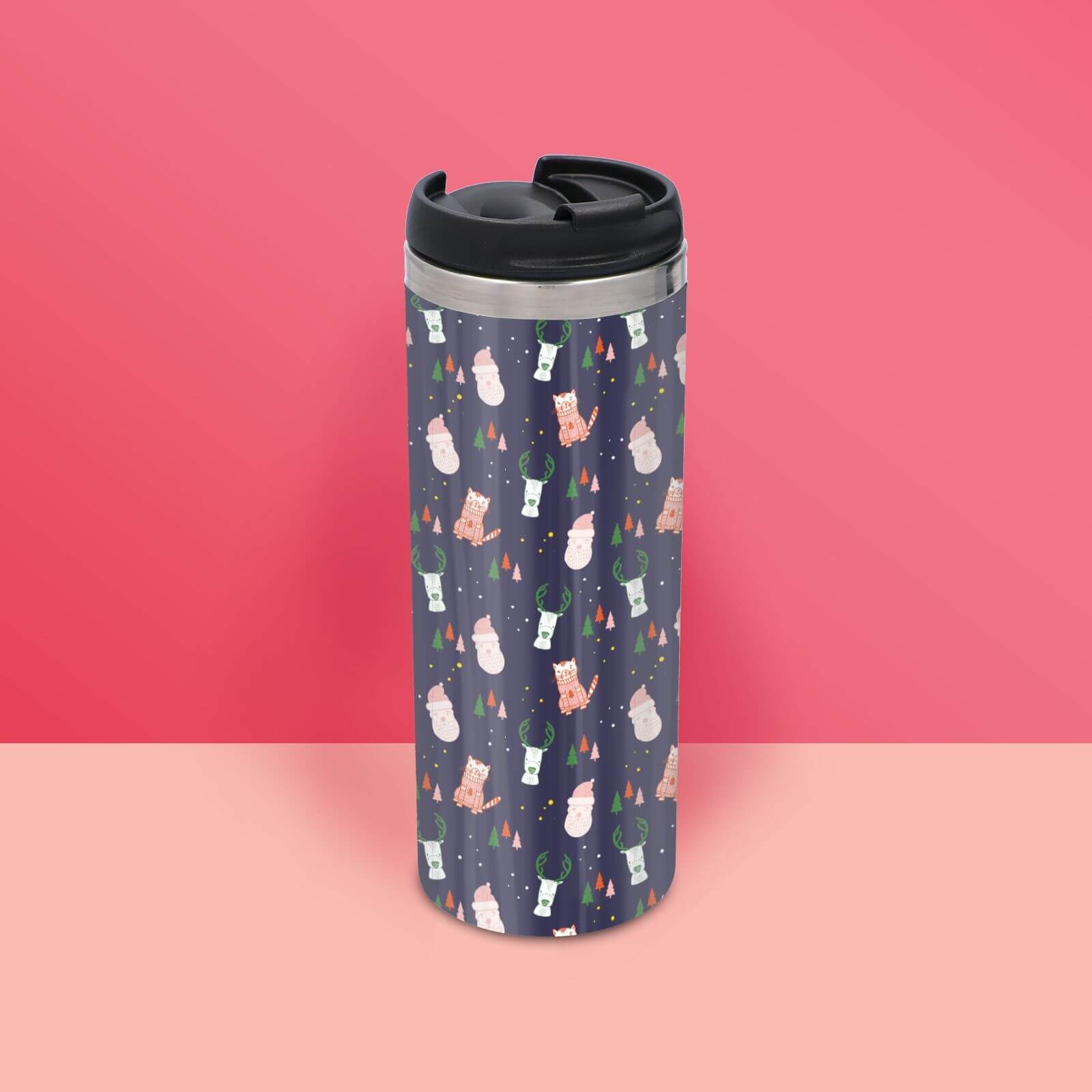 Reindeer Pattern Stainless Steel Thermo Travel Mug