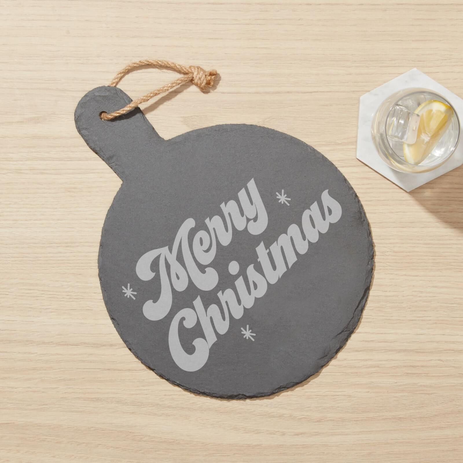 Merry Christmas Engraved Slate Cheese Board