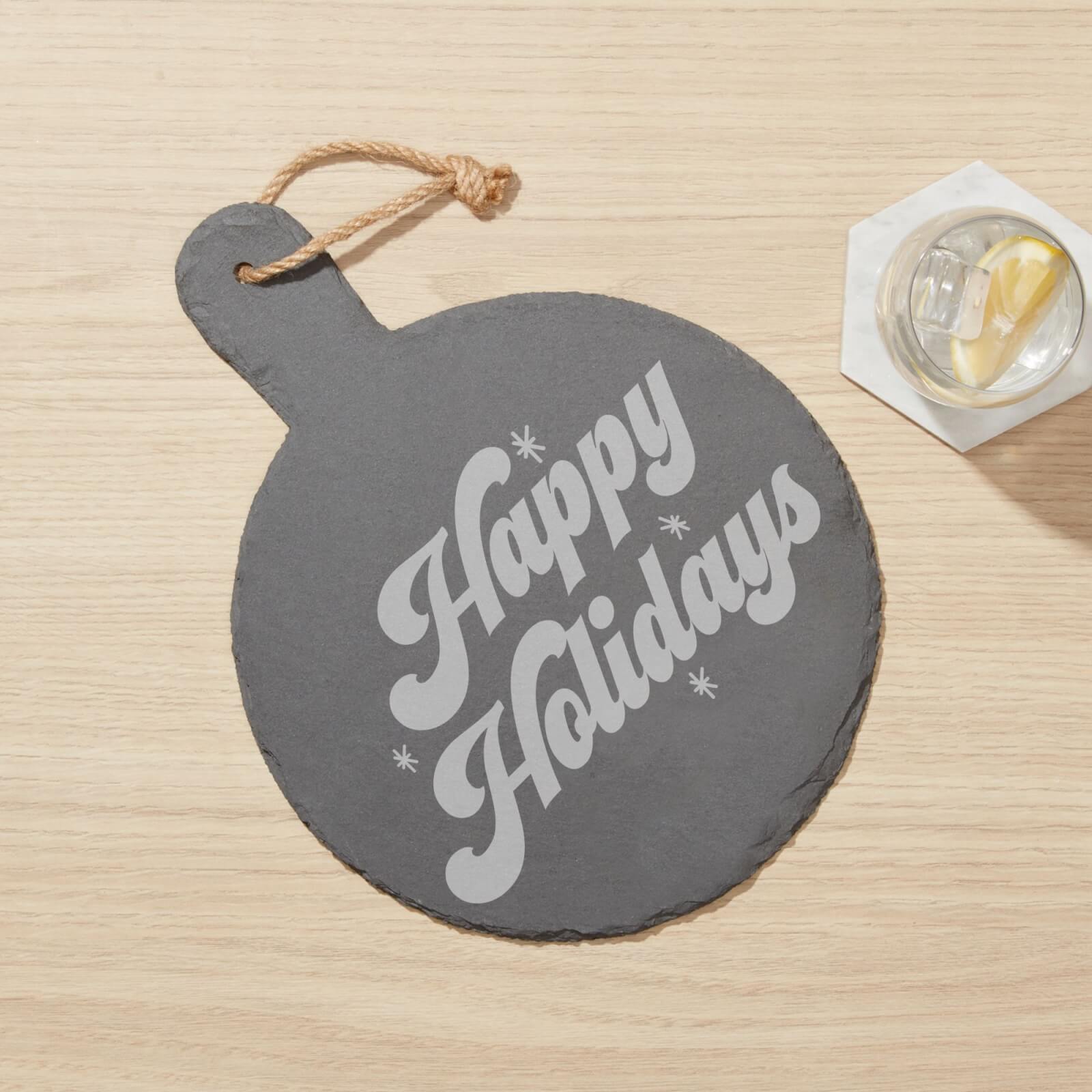 Happy Holidays Engraved Slate Cheese Board