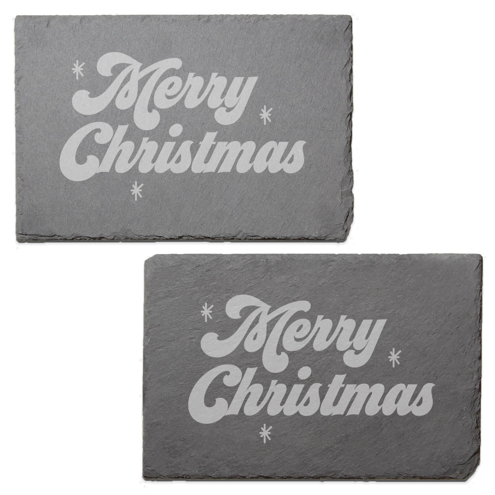 Merry Christmas Engraved Slate Placemat - Set of 2