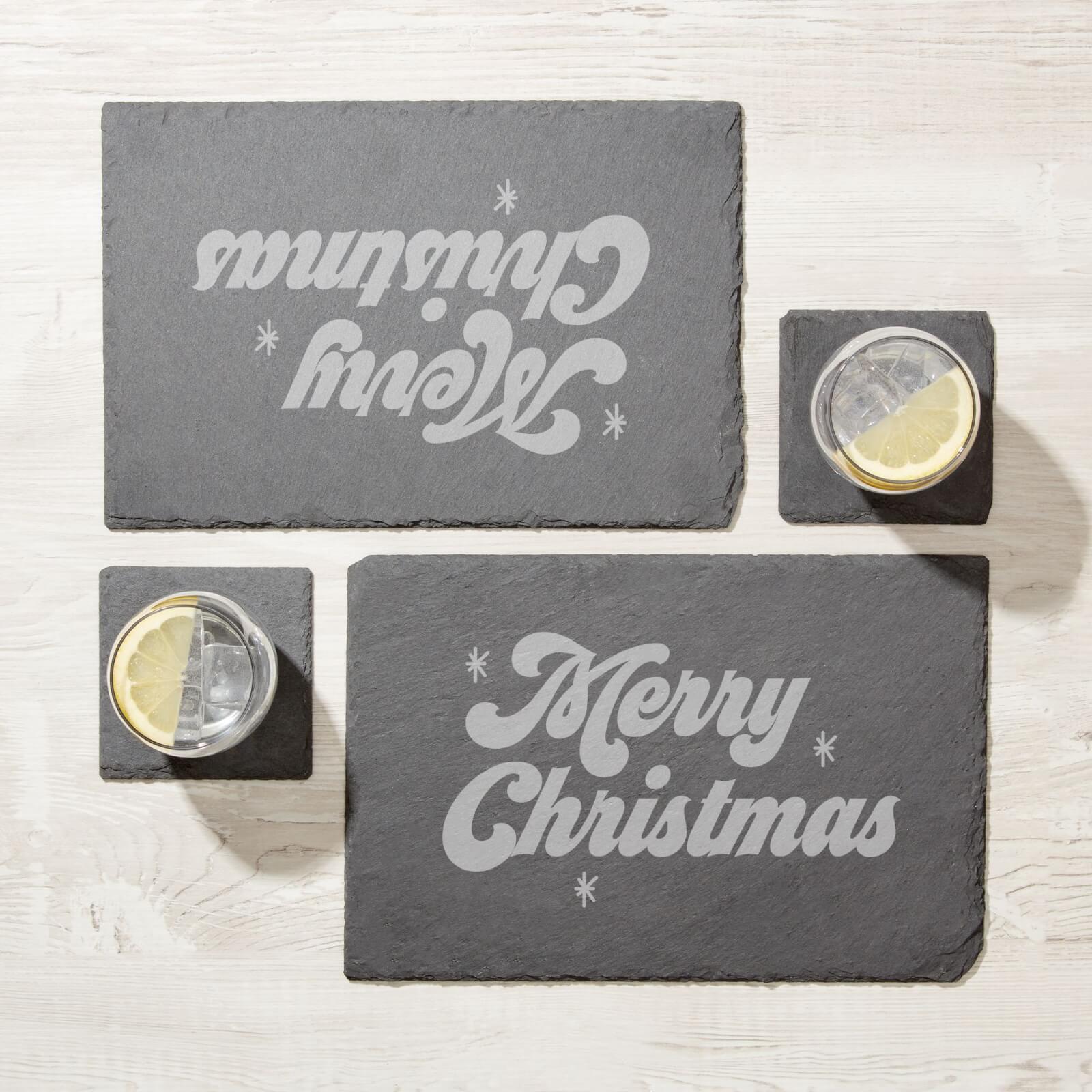 Merry Christmas Engraved Slate Placemat - Set of 2