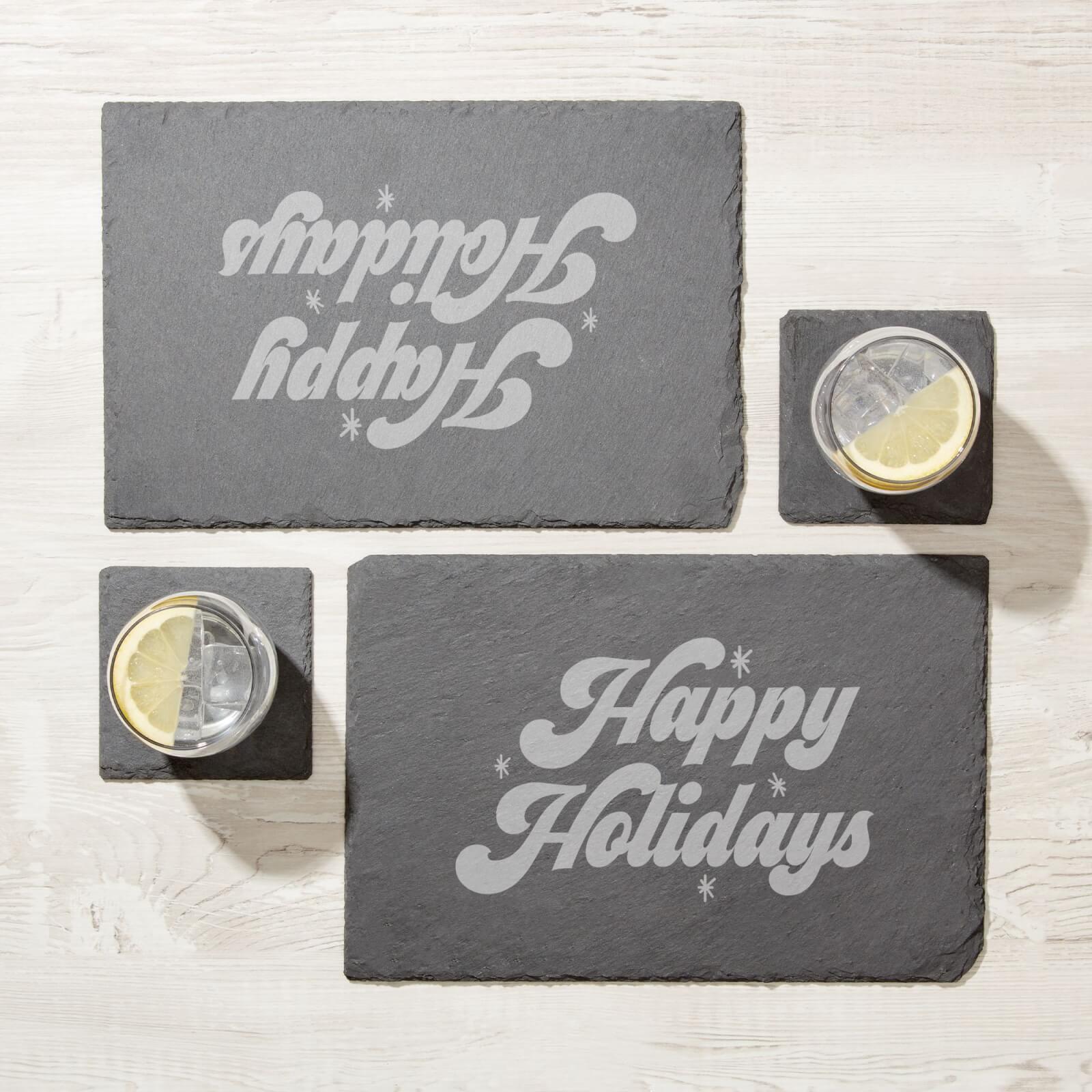 Happy Holidays Engraved Slate Placemat - Set of 2