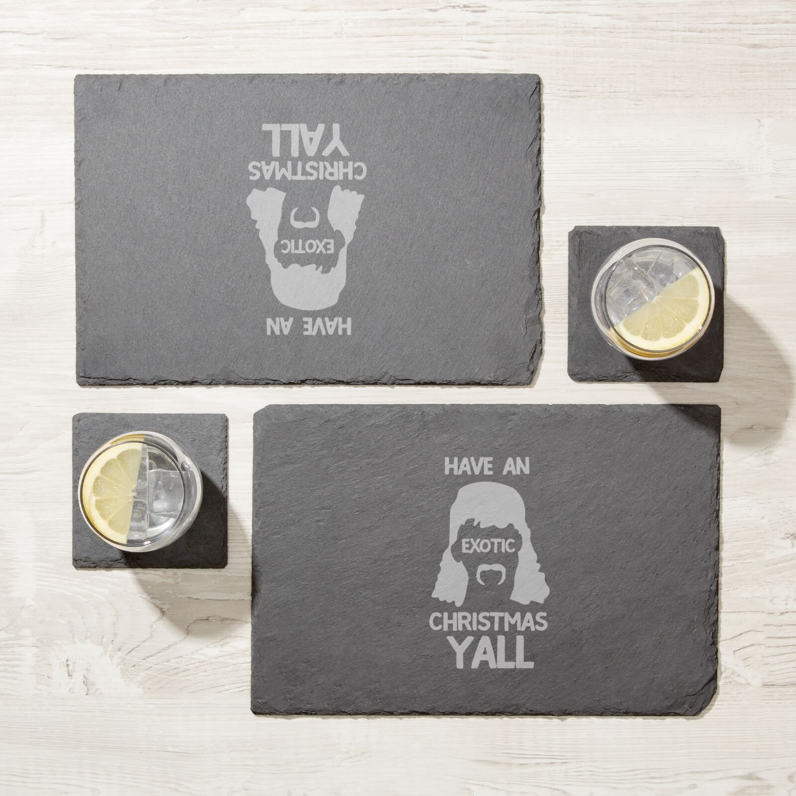 Exotic Christmas Engraved Slate Placemat - Set of 2