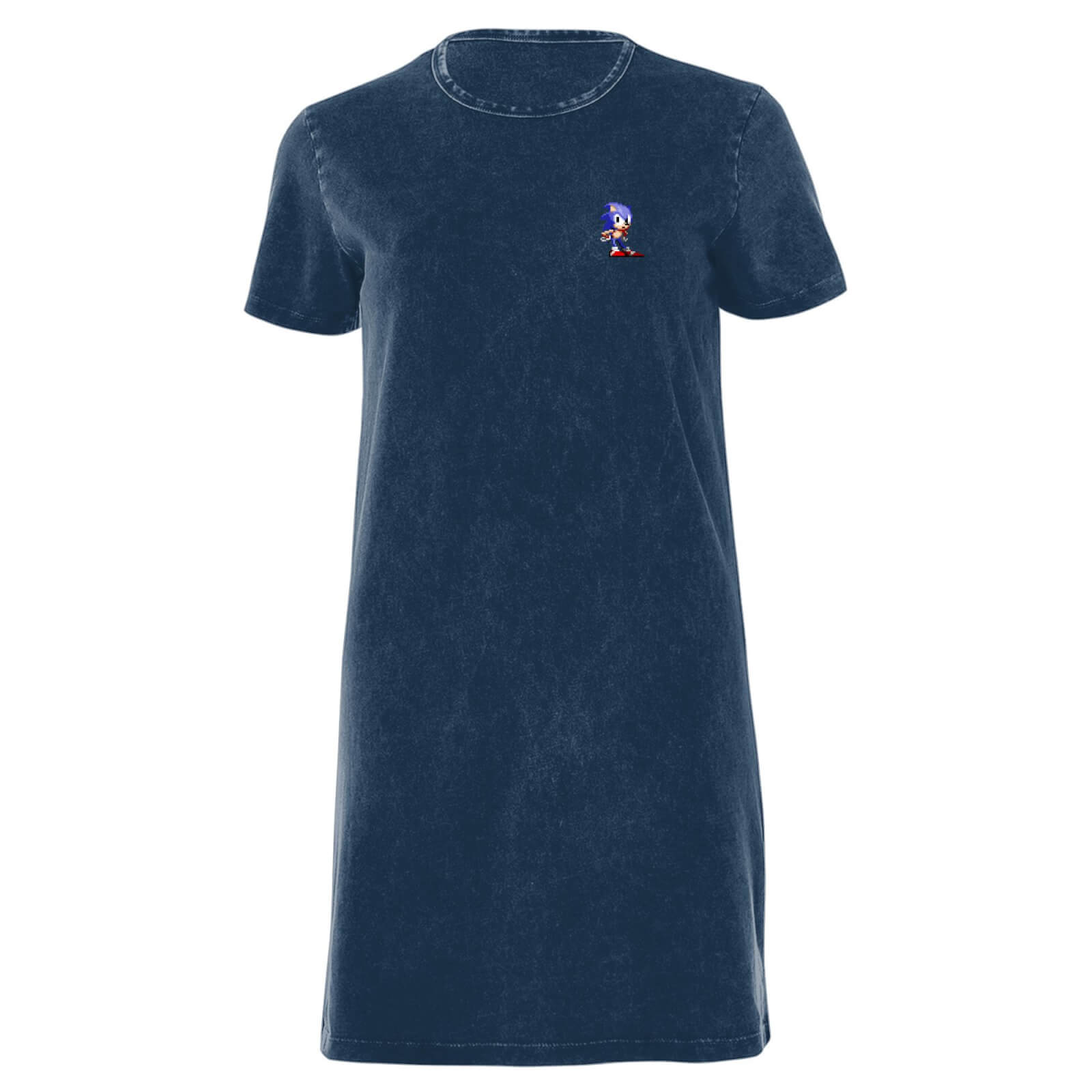 Sega Sonic Pixel Women's T-Shirt Dress - Navy Acid Wash - XS - Navy Acid Wash