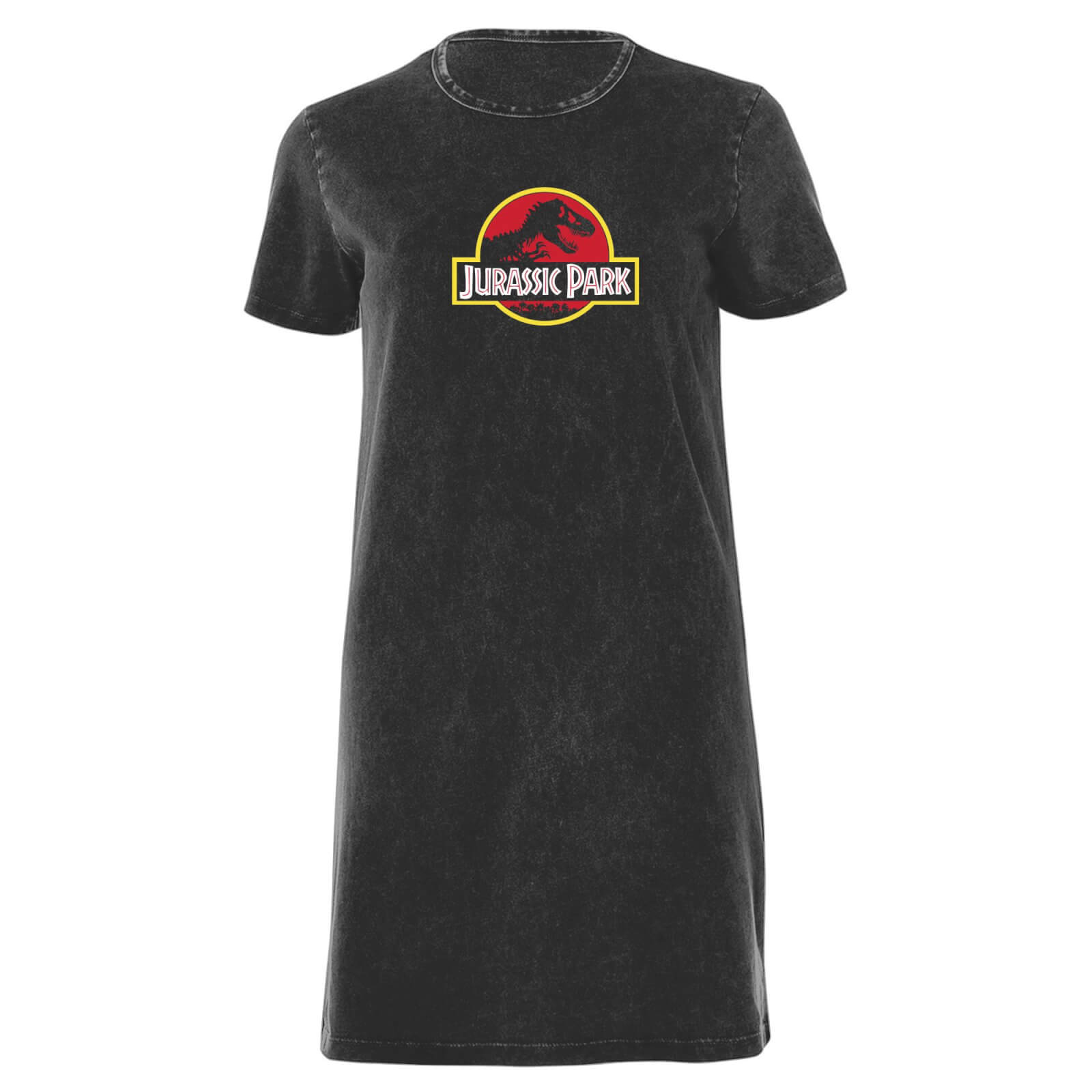 Jurassic Park Classic Women's T-Shirt Dress - Black Acid Wash - S