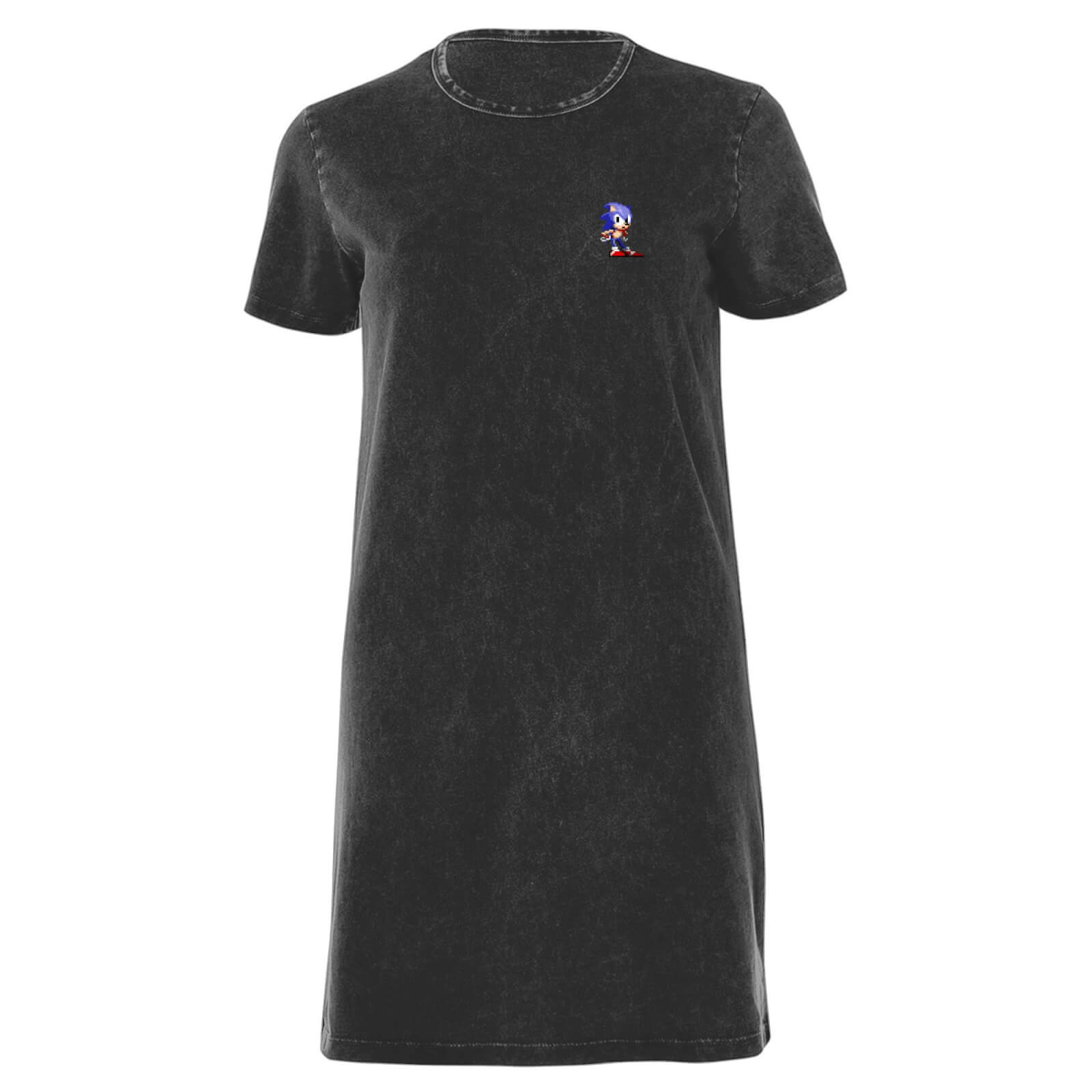 Sega Sonic Pixel Women's T-Shirt Dress - Black Acid Wash - S - Black Acid Wash