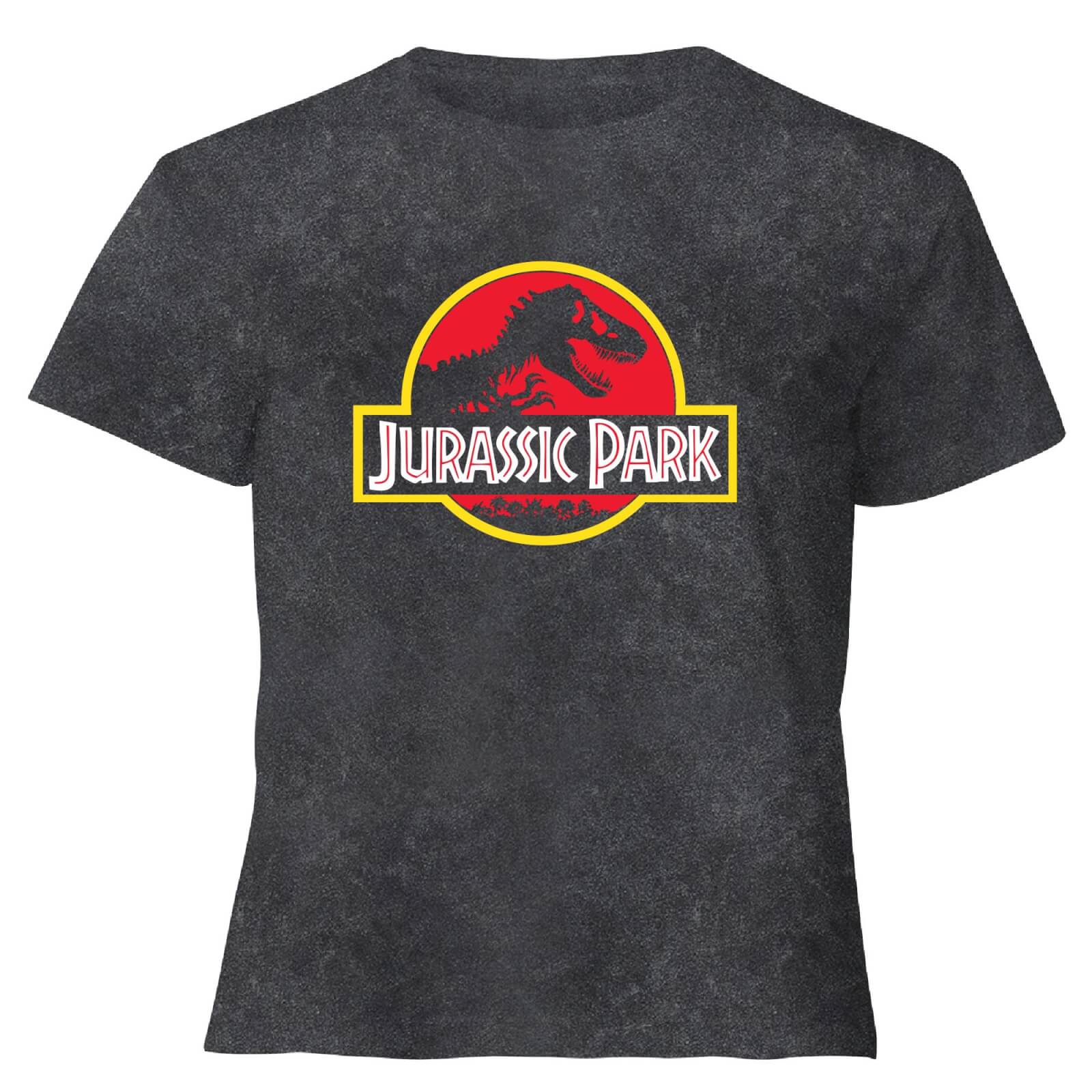 Jurassic Park Classic Logo - Women's Cropped T-Shirt - Black Acid Wash - XS - Black Acid Wash