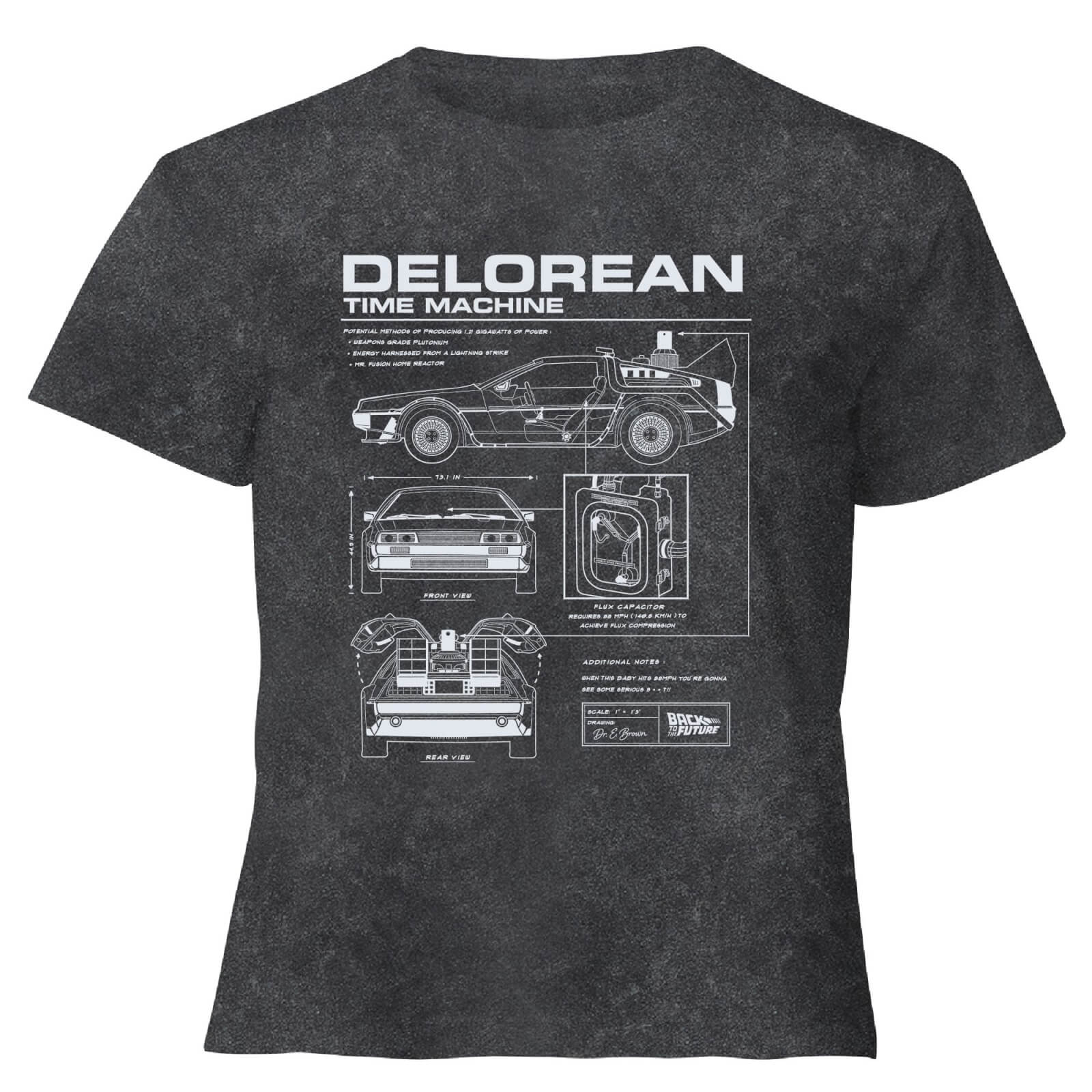 Back To The Future Delorean - Women's Cropped T-Shirt - Black Acid Wash - XS