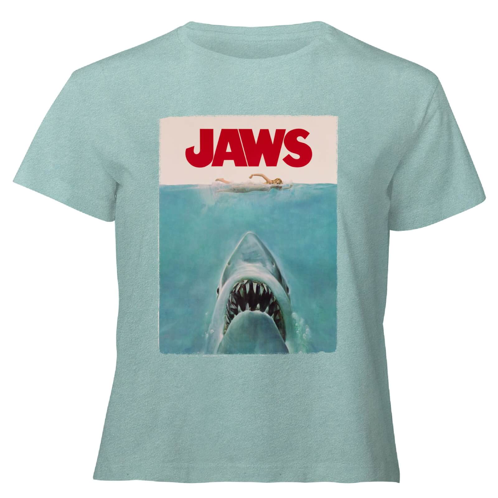 Jaws Classic Poster - Women's Cropped T-Shirt - Mint Acid Wash - XS - Mint Acid Wash