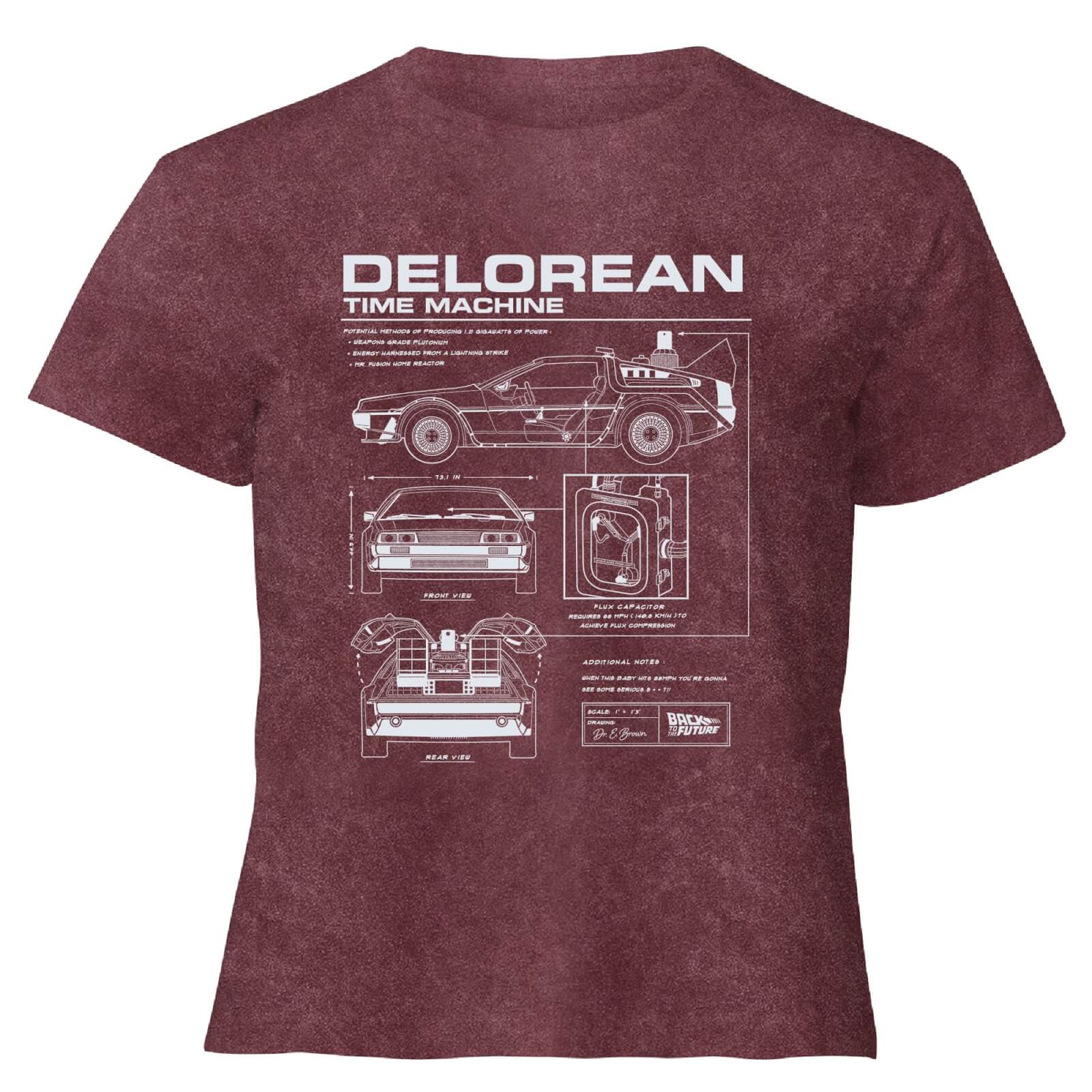 Back To The Future Delorean - Women's Cropped T-Shirt - Burgundy Acid Wash - XS