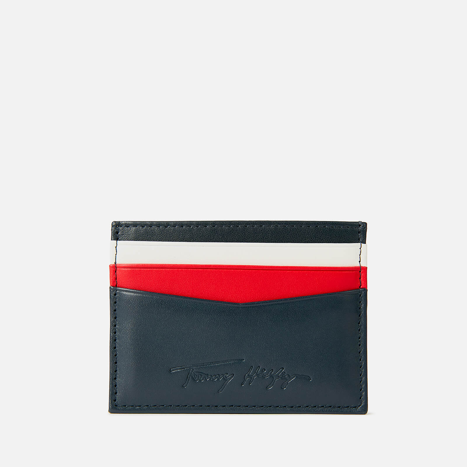 Tommy Hilfiger Men's Signature Leather Card Holder - Desert Sky