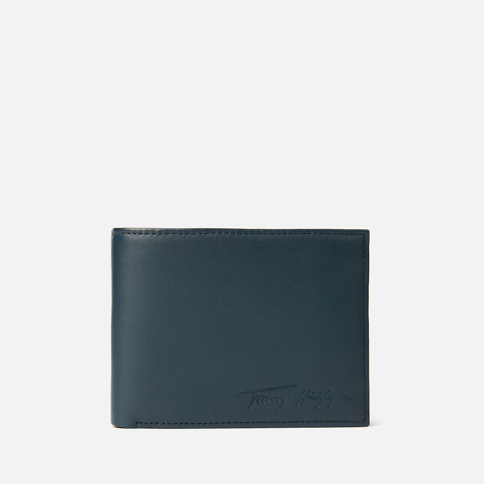 Tommy Hilfiger Men's Signature Leather Card Holder with Coin Compartment - Desert Sky