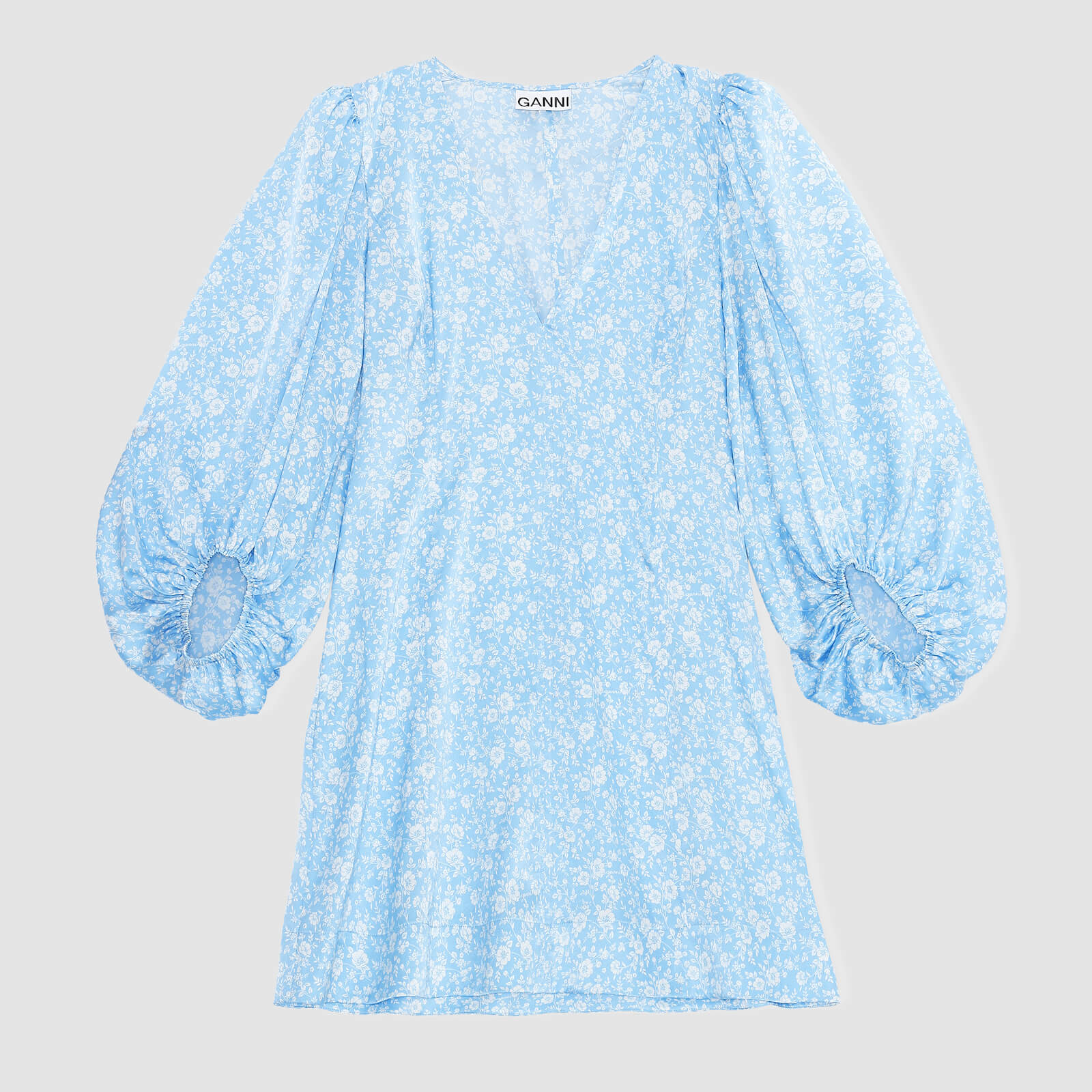 Ganni Women's Silk Stetch Satin Mini Dress - Alaskan Blue - EU 38/UK 10