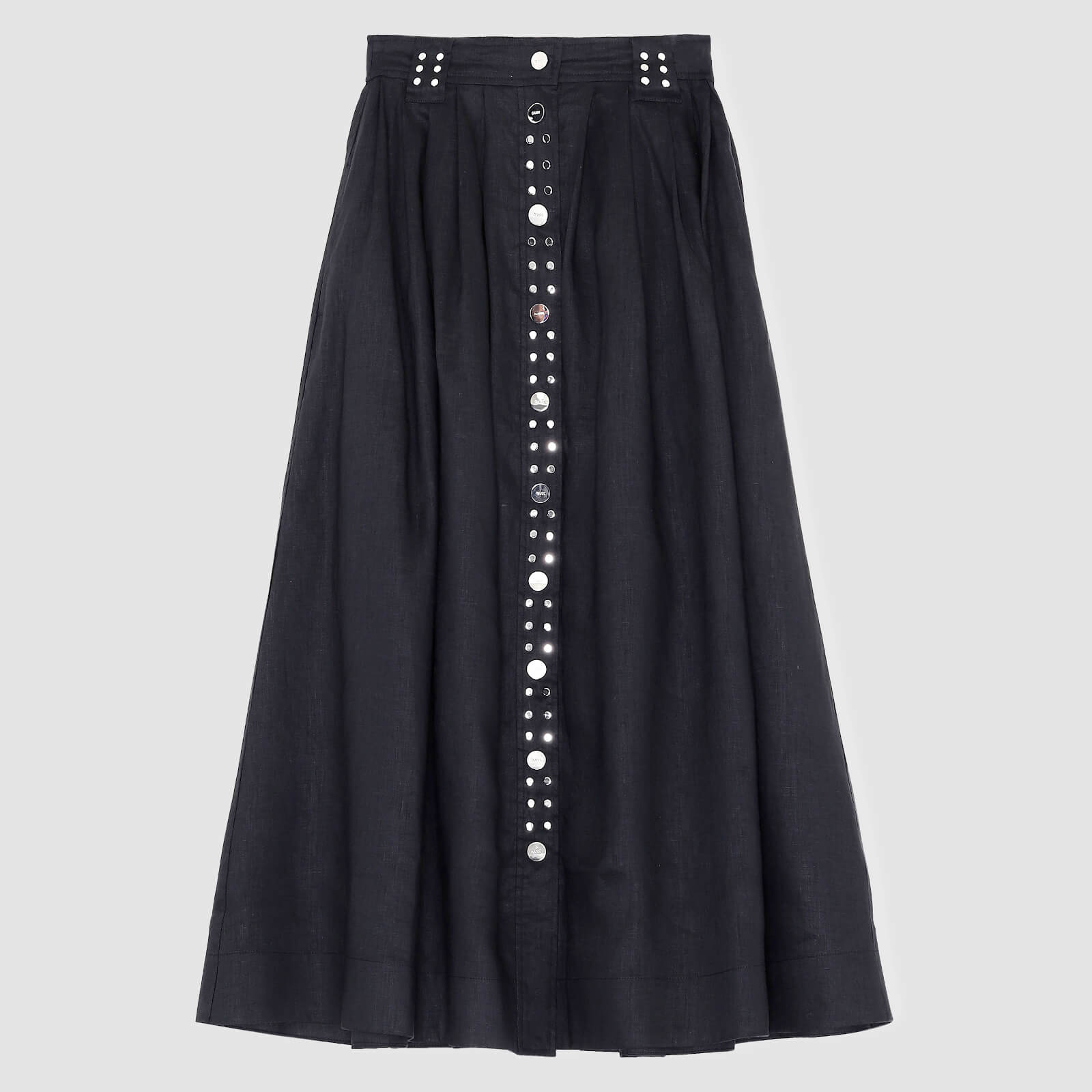 Ganni Women's Light Linen Midi Skirt - Phanthom - EU 38/UK 10
