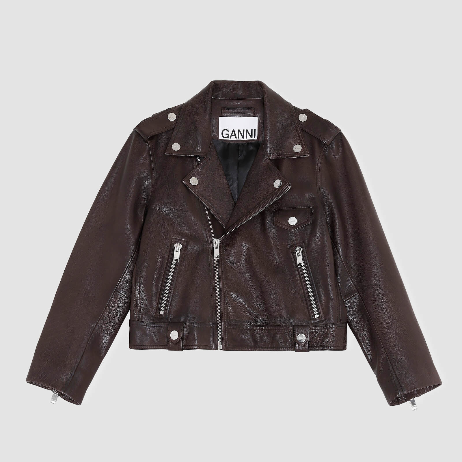 Ganni Women's Light Grain Leather Jacket - Chicory Coffee - EU 34/UK 6