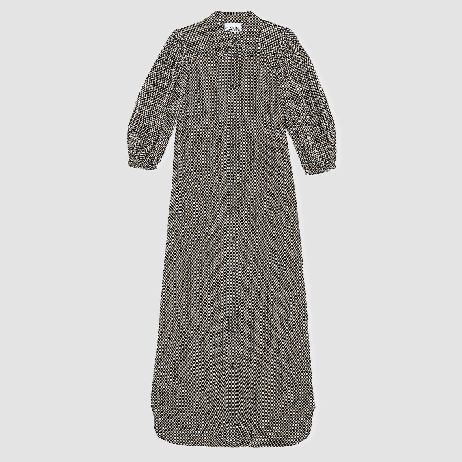 Ganni Women's Printed Crepe Midi Dress - Tannin - EU 38/UK 10