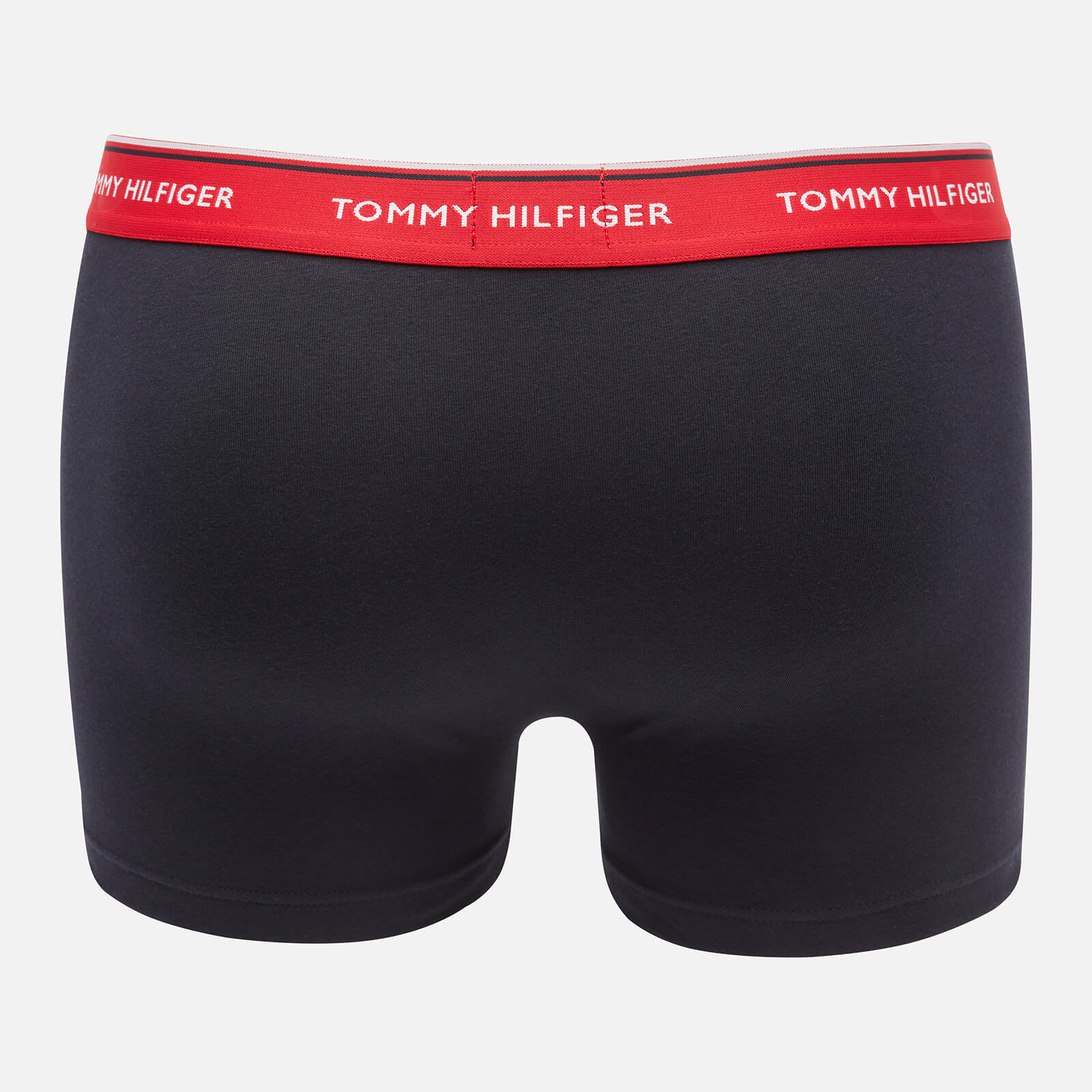 Tommy Hilfiger Men's 3 Pack Trunks With Contrast Waistband - Prim Red/Desert Sky/Moon Blue - S