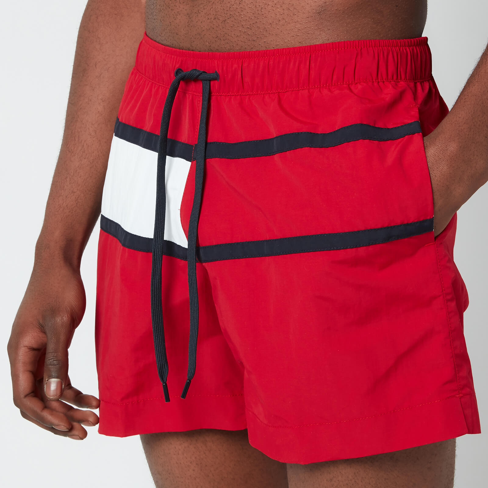 Tommy Hilfiger Men's Big Flag Medium Length Drawstring Swimshorts - Primary Red