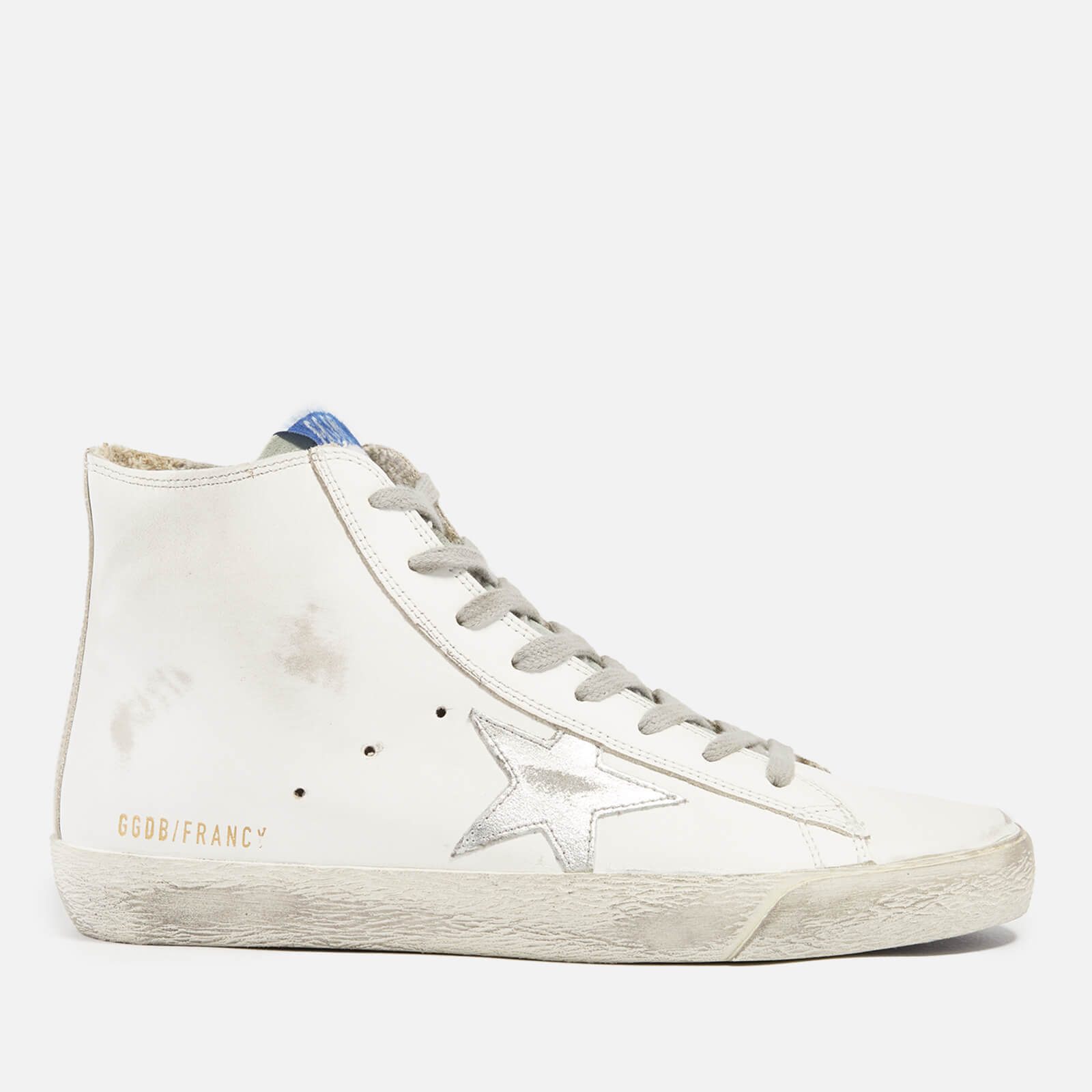 Golden Goose Francy Distressed Leather and Suede High-Top Trainers - UK 7
