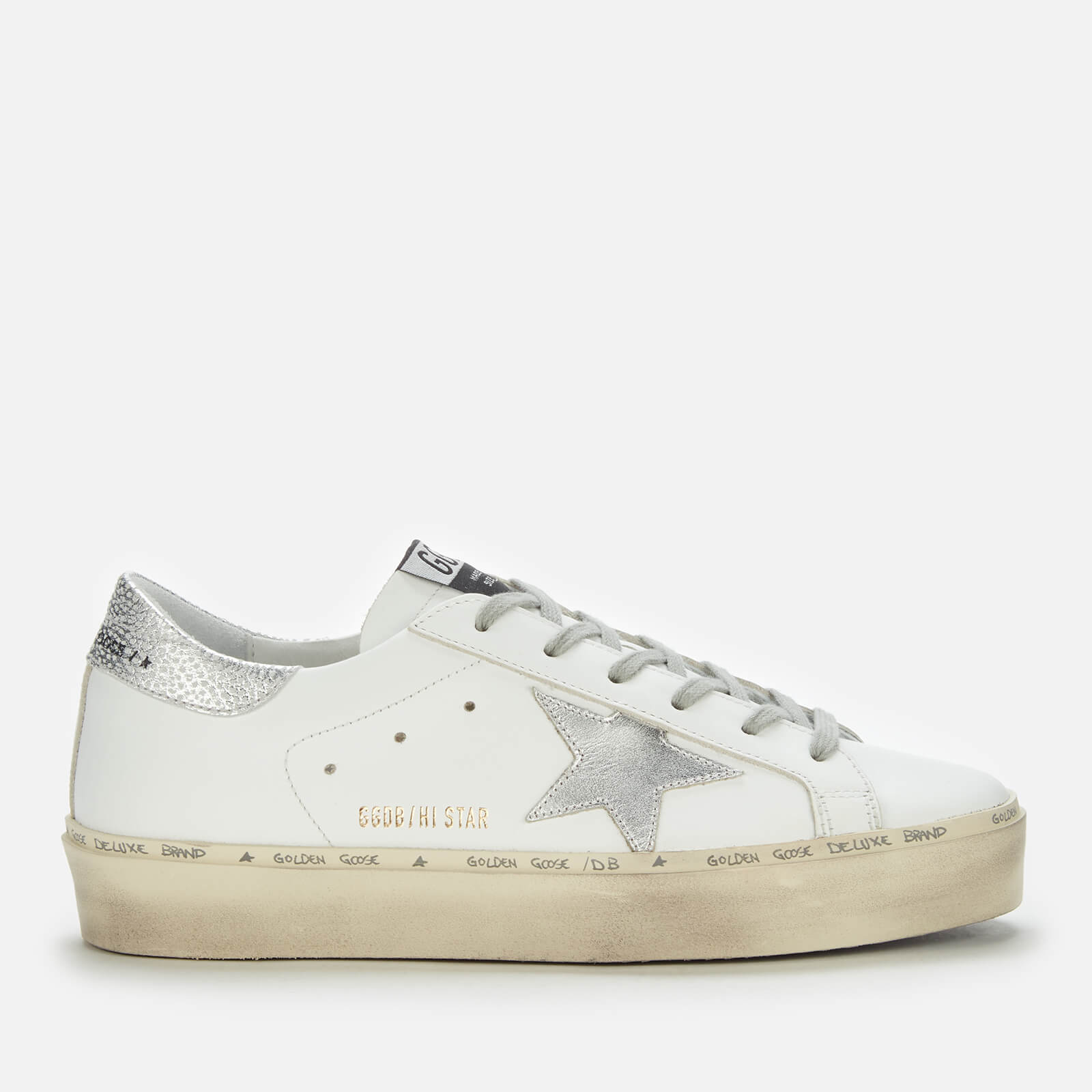Golden Goose Deluxe Brand Women's Hi-Star Leather Flatform Trainers - White/Silver - UK 8
