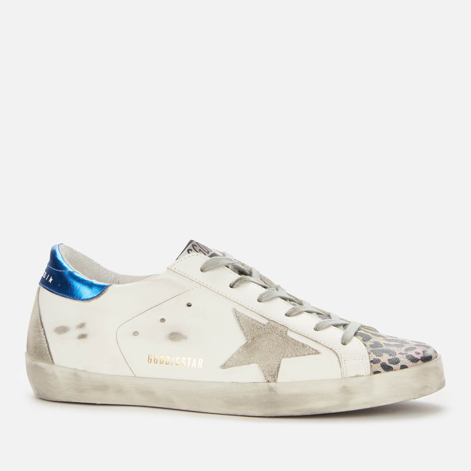 Golden Goose Deluxe Brand Women's Superstar Leather Trainers - White/Silver/Multi Leopard - UK 7