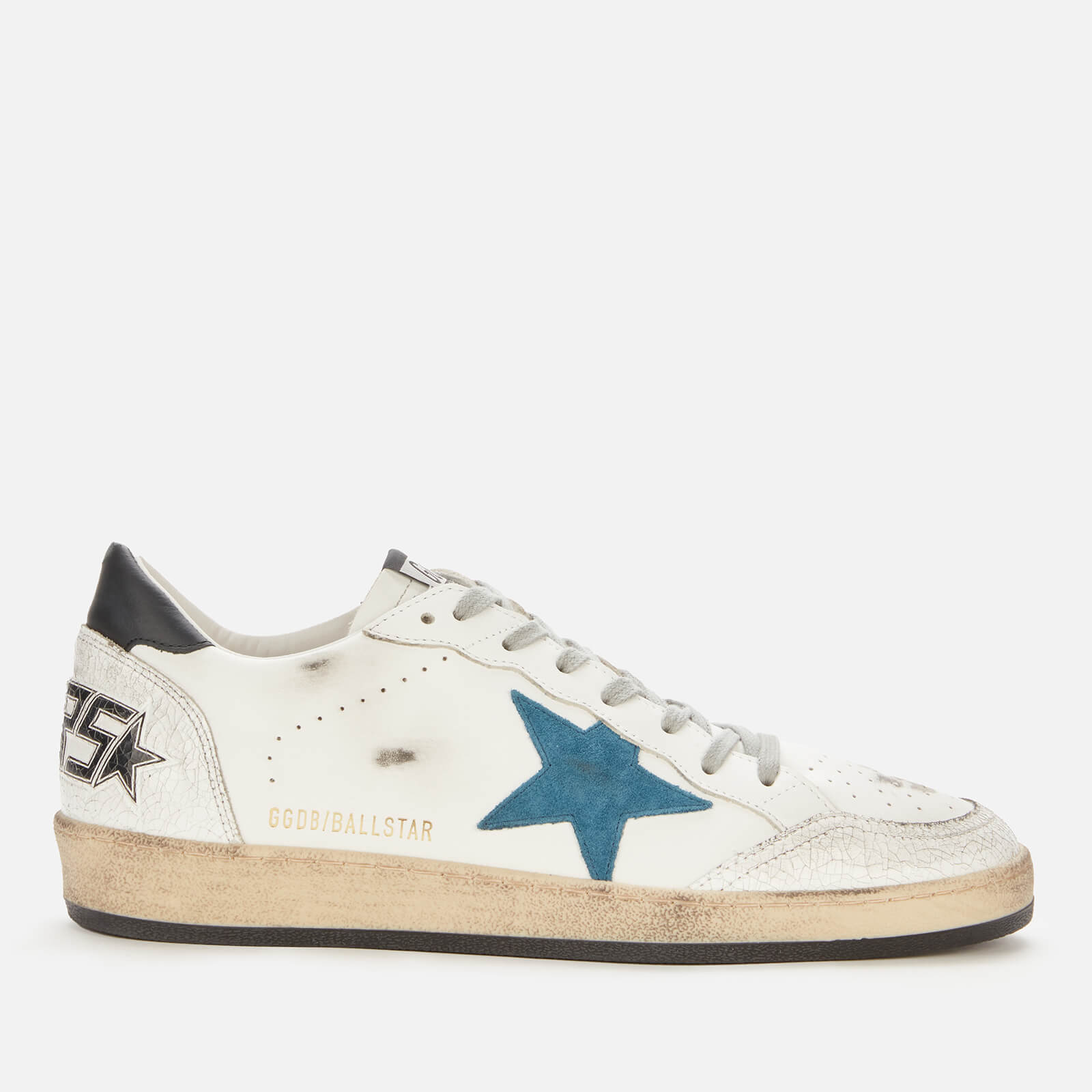 Golden Goose Deluxe Brand Men's Ball Star Leather Trainers - White/Blue Storm - UK 8