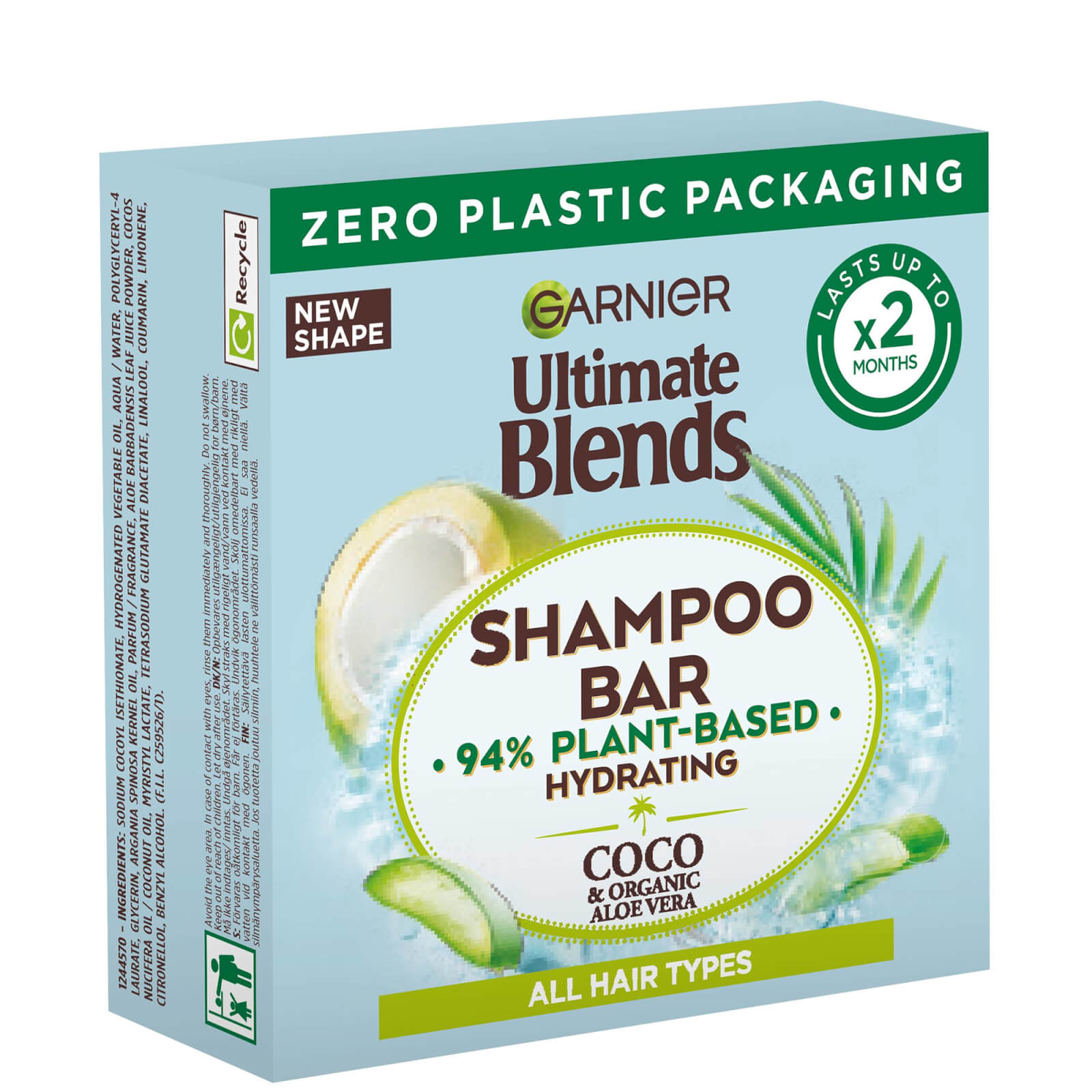 Garnier Ultimate Blends Coconut Hydrating Shampoo Bar with Aloe Vera for Normal Hair 60g product