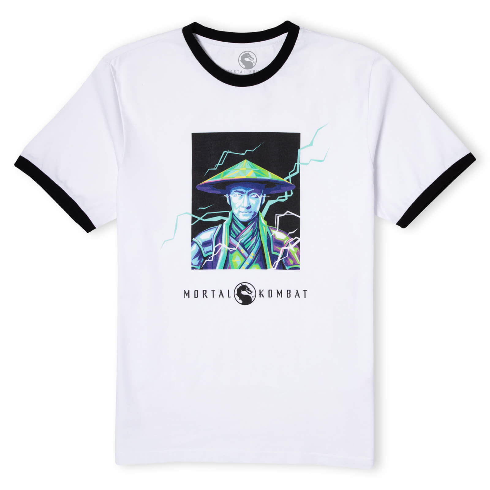 Mortal Kombat Raiden Unisex Ringer T-Shirt - White/Black - XS - White