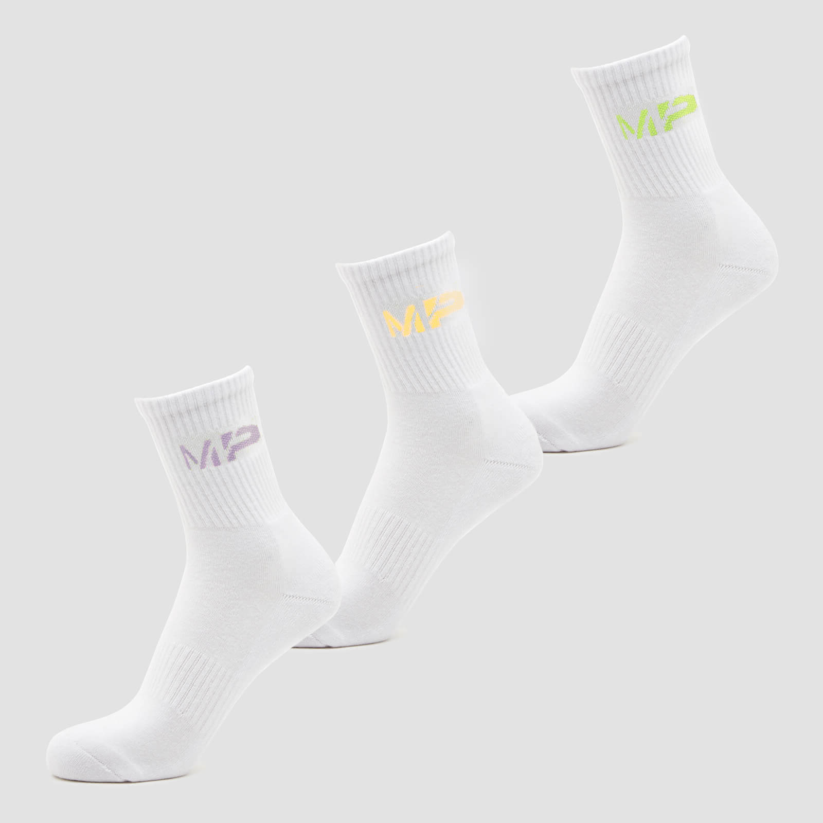 MP Women's Neon MP Logo Crew Socks (3 Pack) Butterfly/Banana/Lavender  - UK 3-6